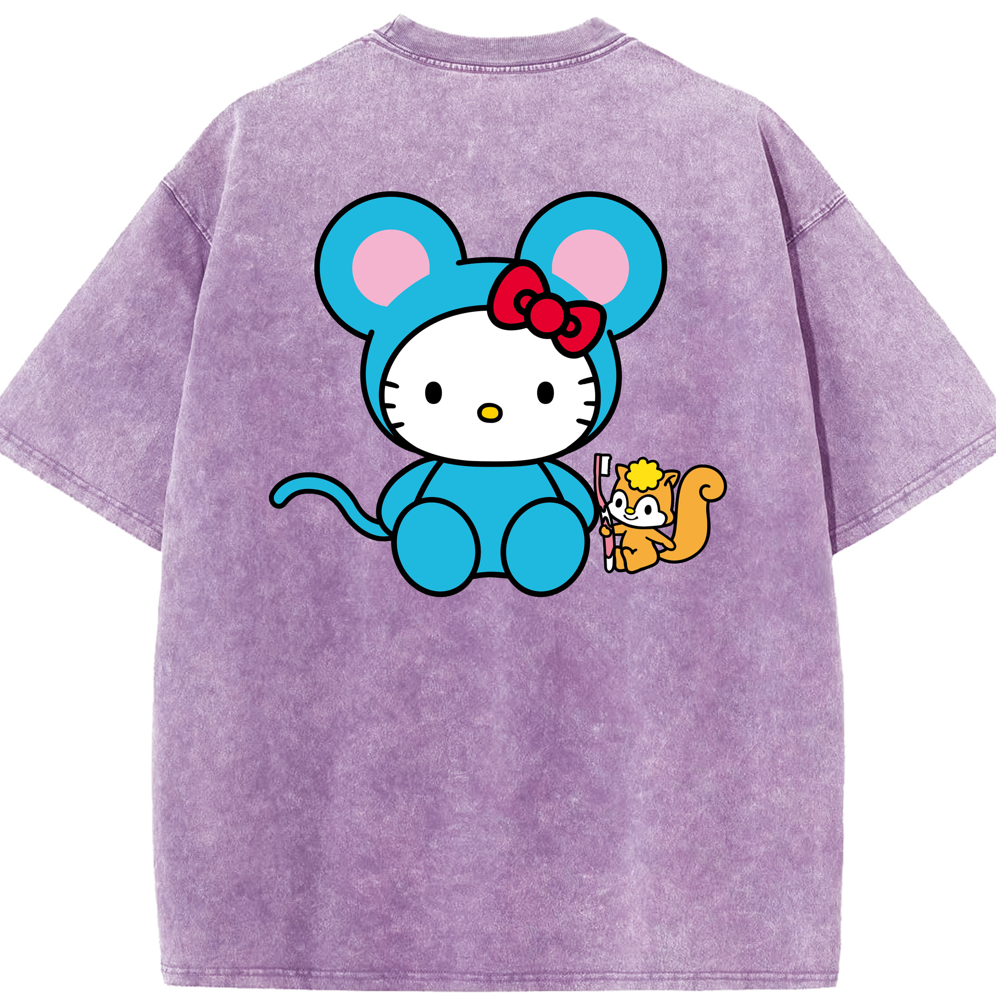 （画像用） Hello Kitty ハローキティ 綿100% ヴィンテージ風 半袖Tシャツ（背面プリント）