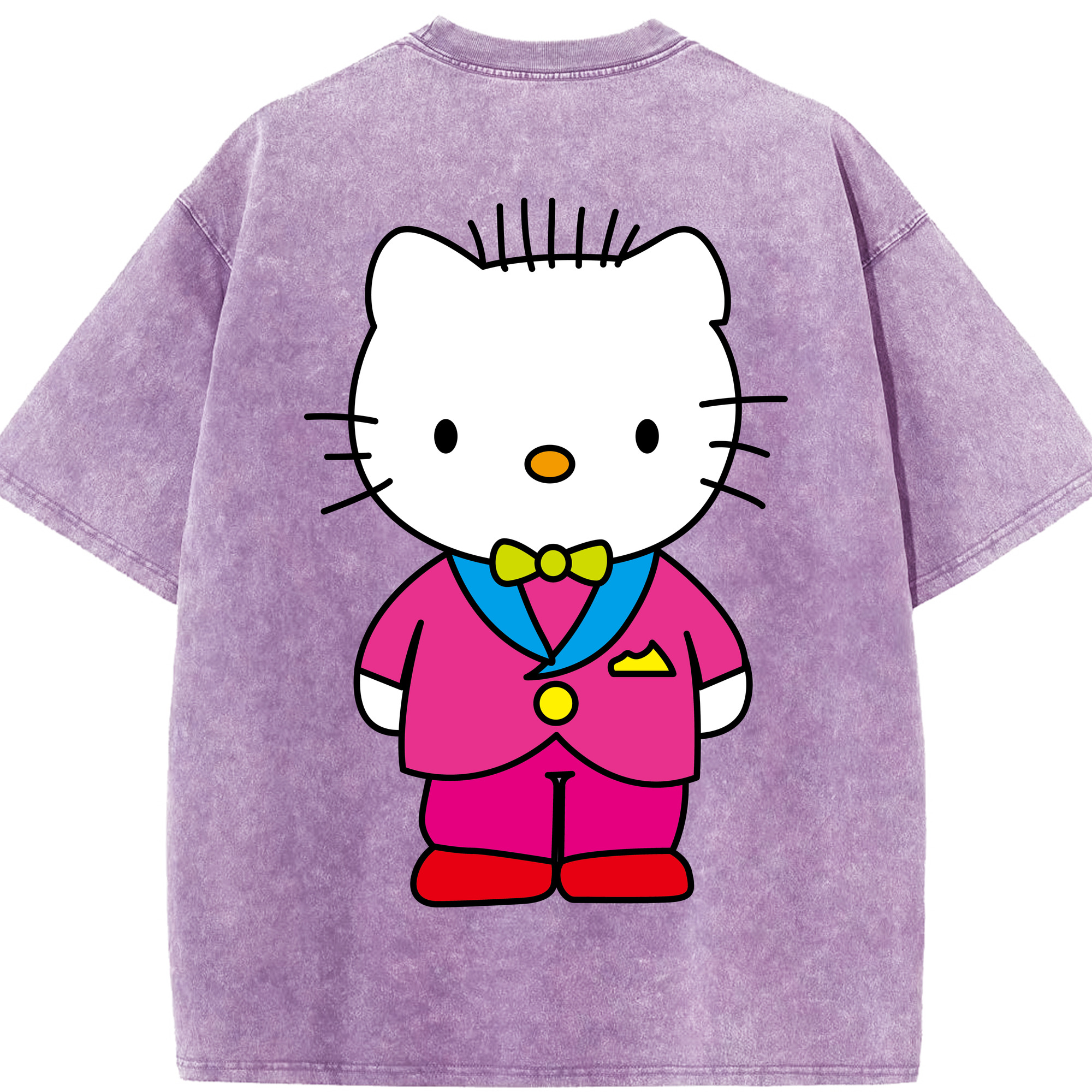 （画像用） Hello Kitty ハローキティ 綿100% ヴィンテージ風 半袖Tシャツ（背面プリント）