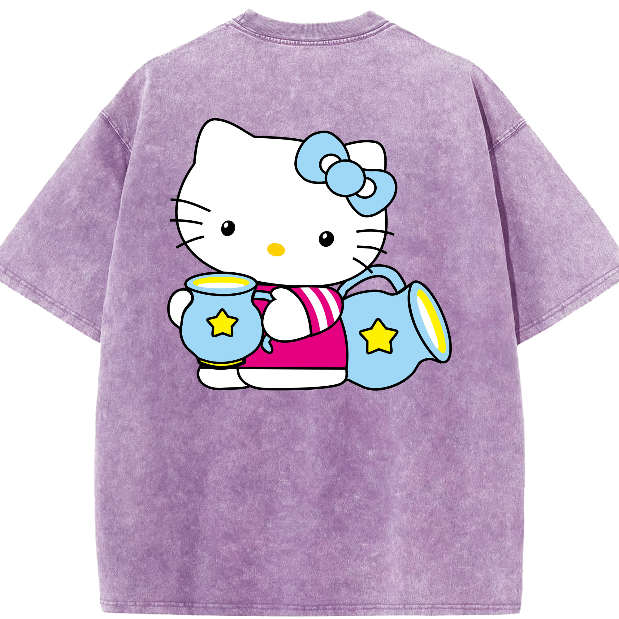 （画像用） Hello Kitty ハローキティ 綿100% ヴィンテージ風 半袖Tシャツ（背面プリント）