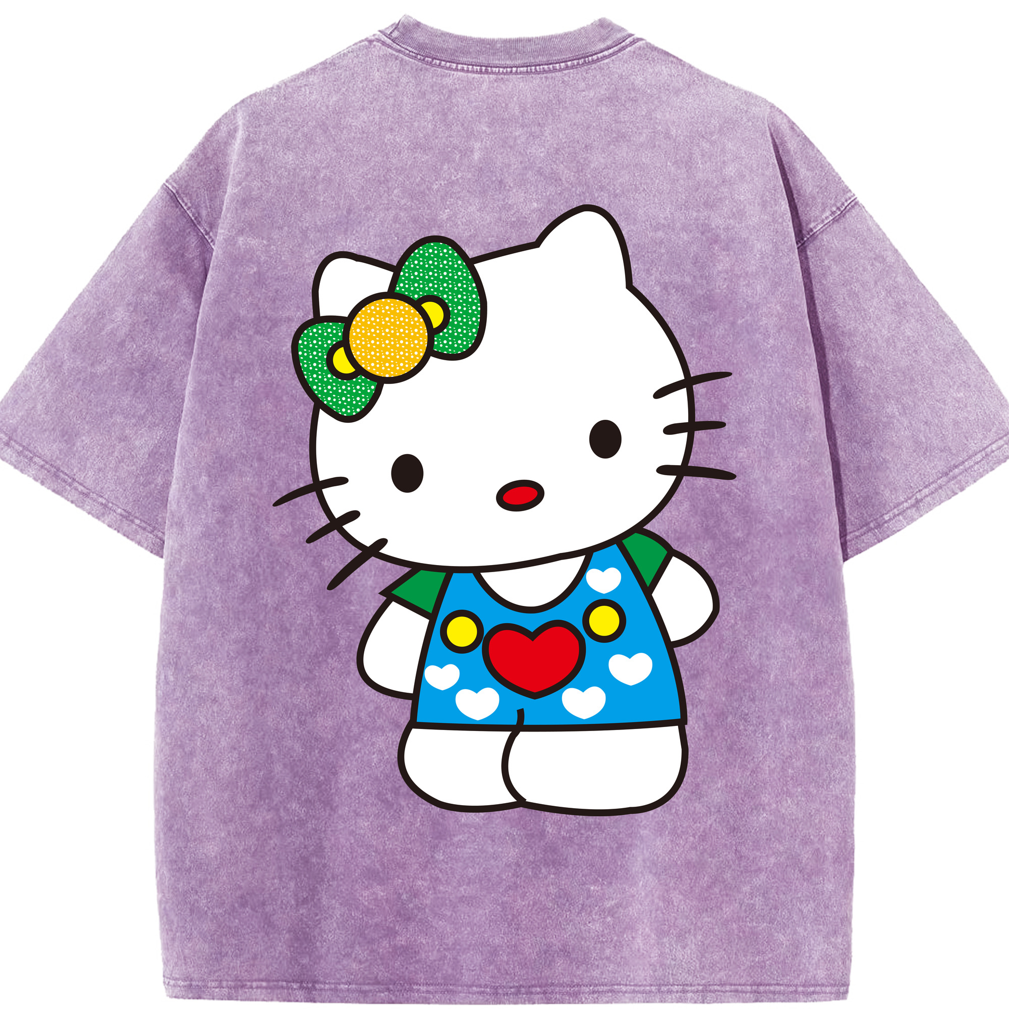（画像用） Hello Kitty ハローキティ 綿100% ヴィンテージ風 半袖Tシャツ（背面プリント）