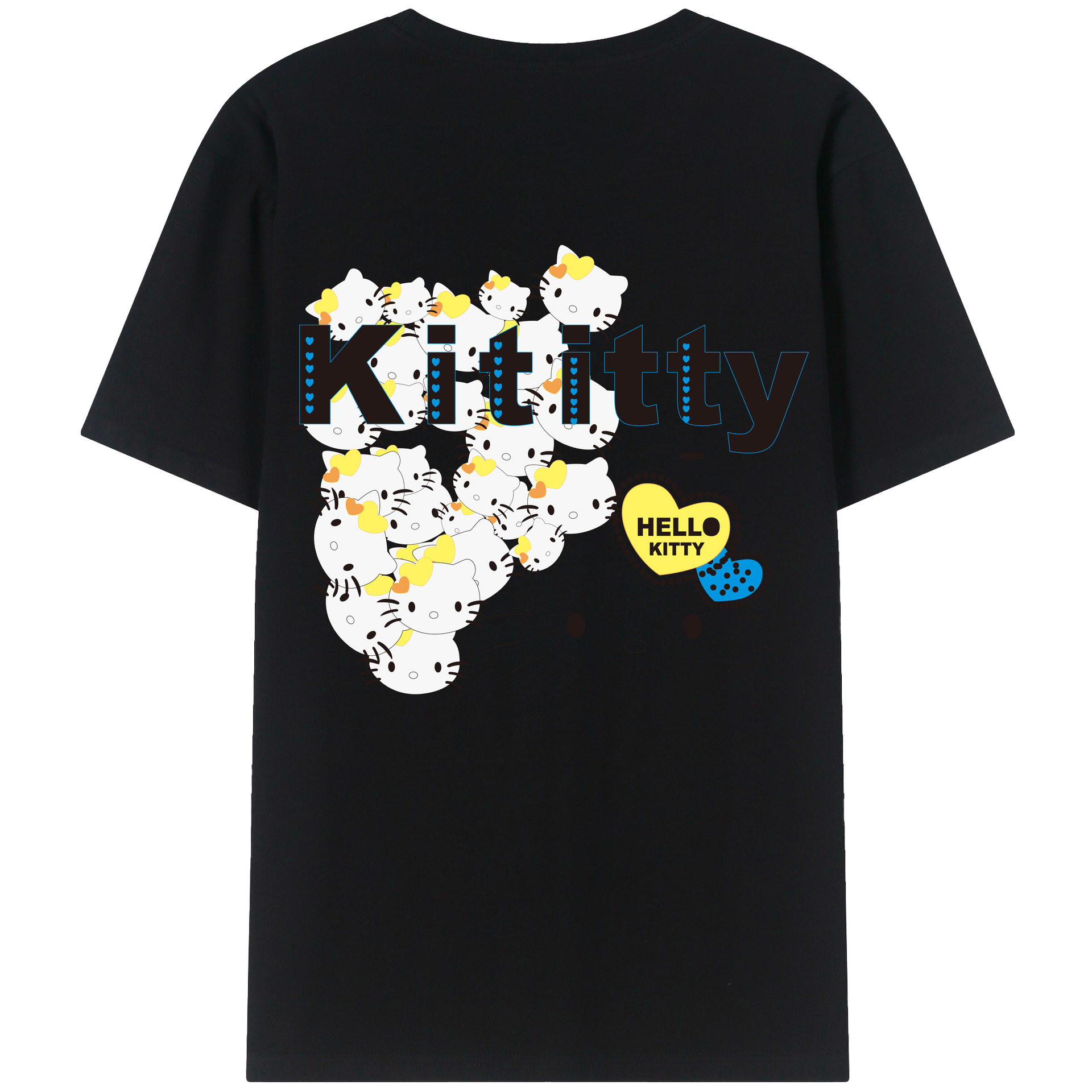（画像用） Hello Kitty ハローキティ 綿100％ メンズ半袖Tシャツ（バックプリント） 通気性