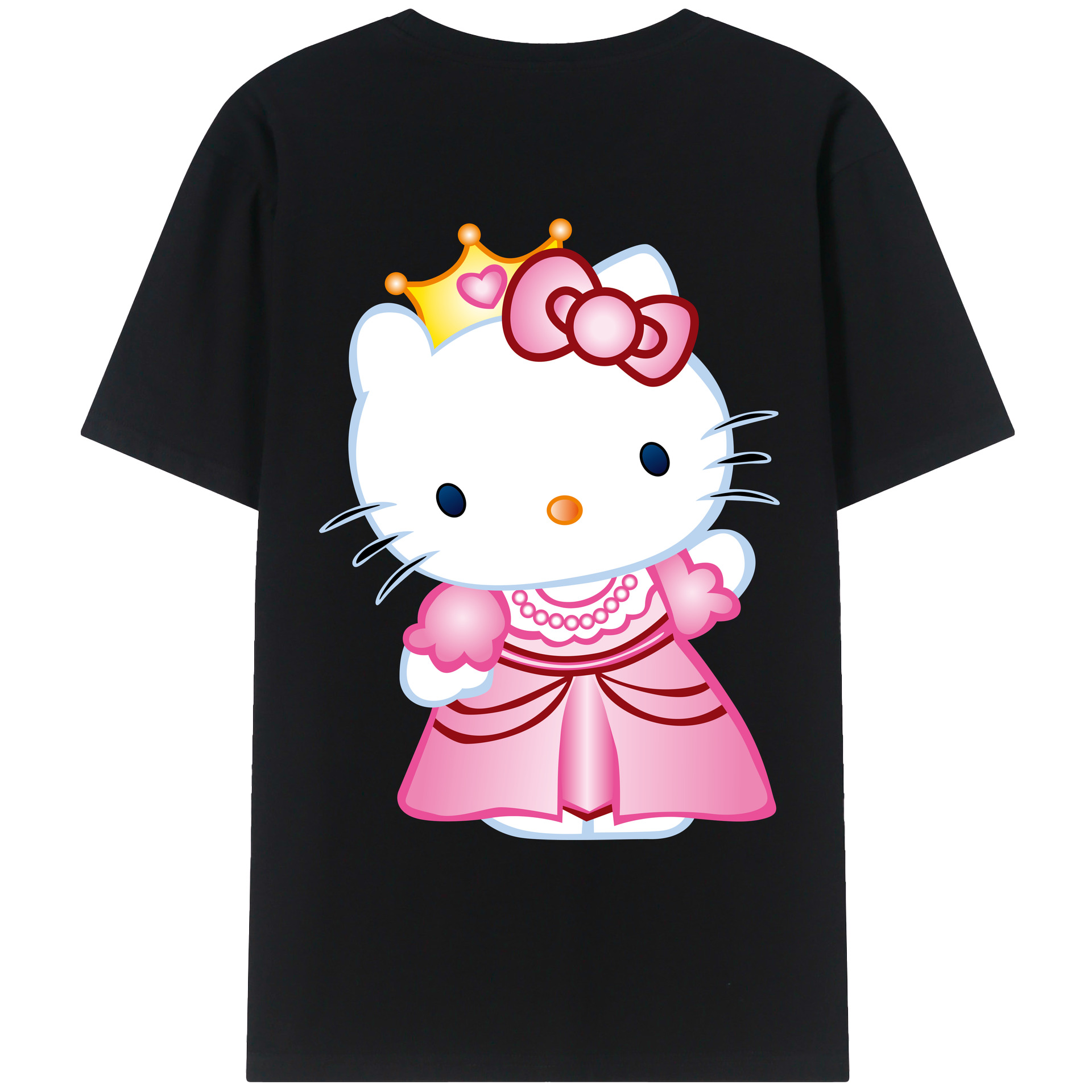 （画像用） Hello Kitty ハローキティ 綿100％ メンズ半袖Tシャツ（バックプリント） 通気性