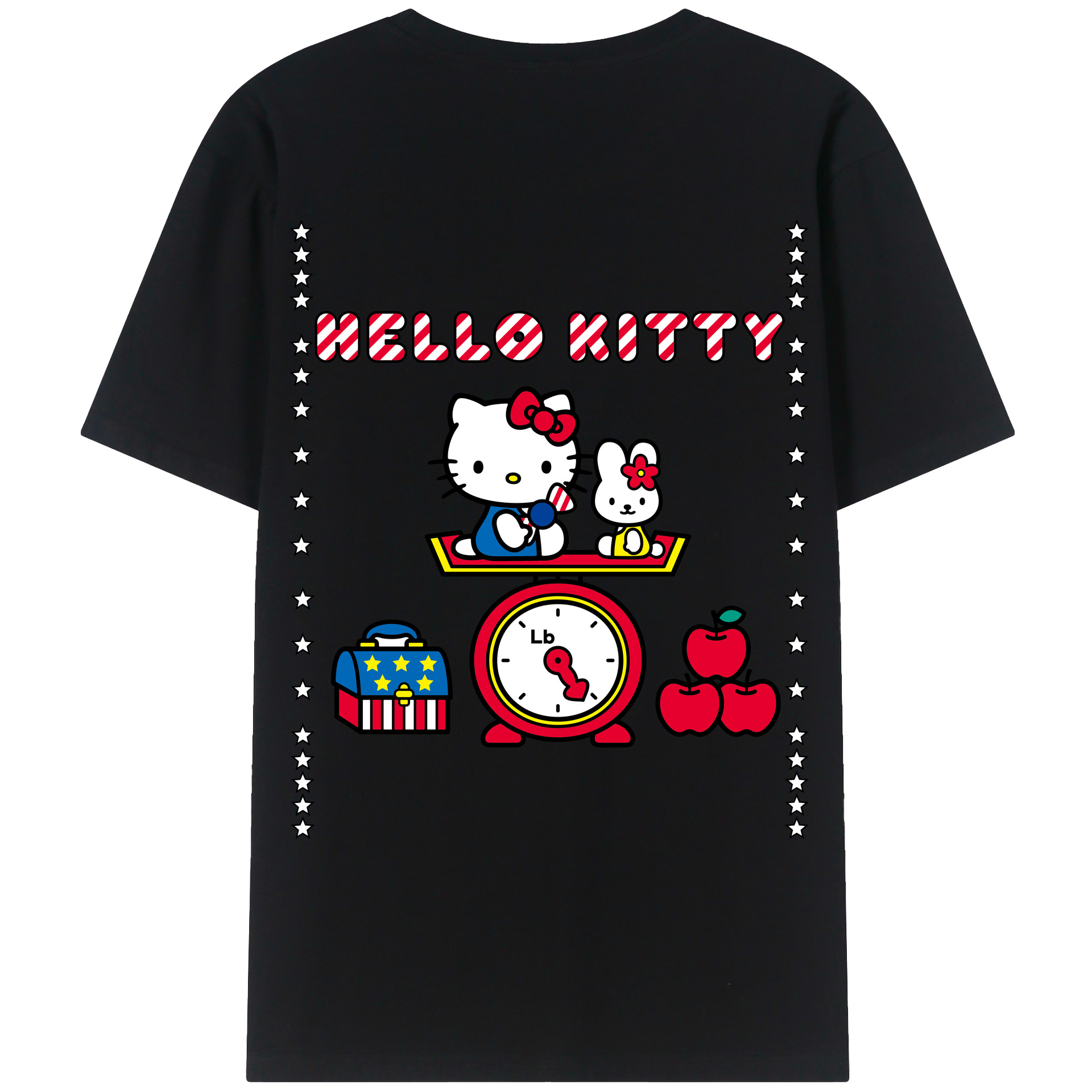 （画像用） Hello Kitty ハローキティ 綿100％ メンズ半袖Tシャツ（バックプリント） 通気性
