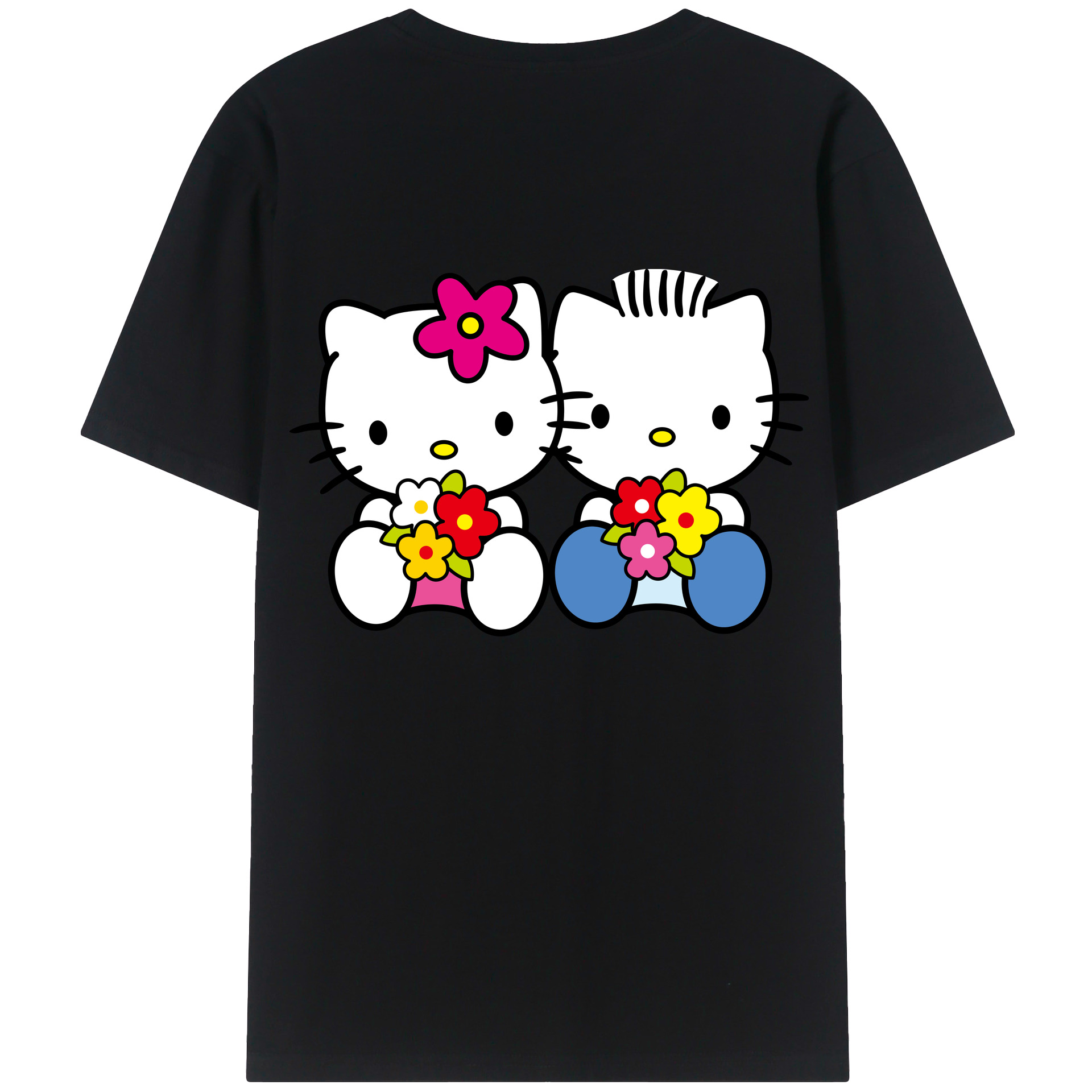 （画像用） Hello Kitty ハローキティ 綿100％ メンズ半袖Tシャツ（バックプリント） 通気性