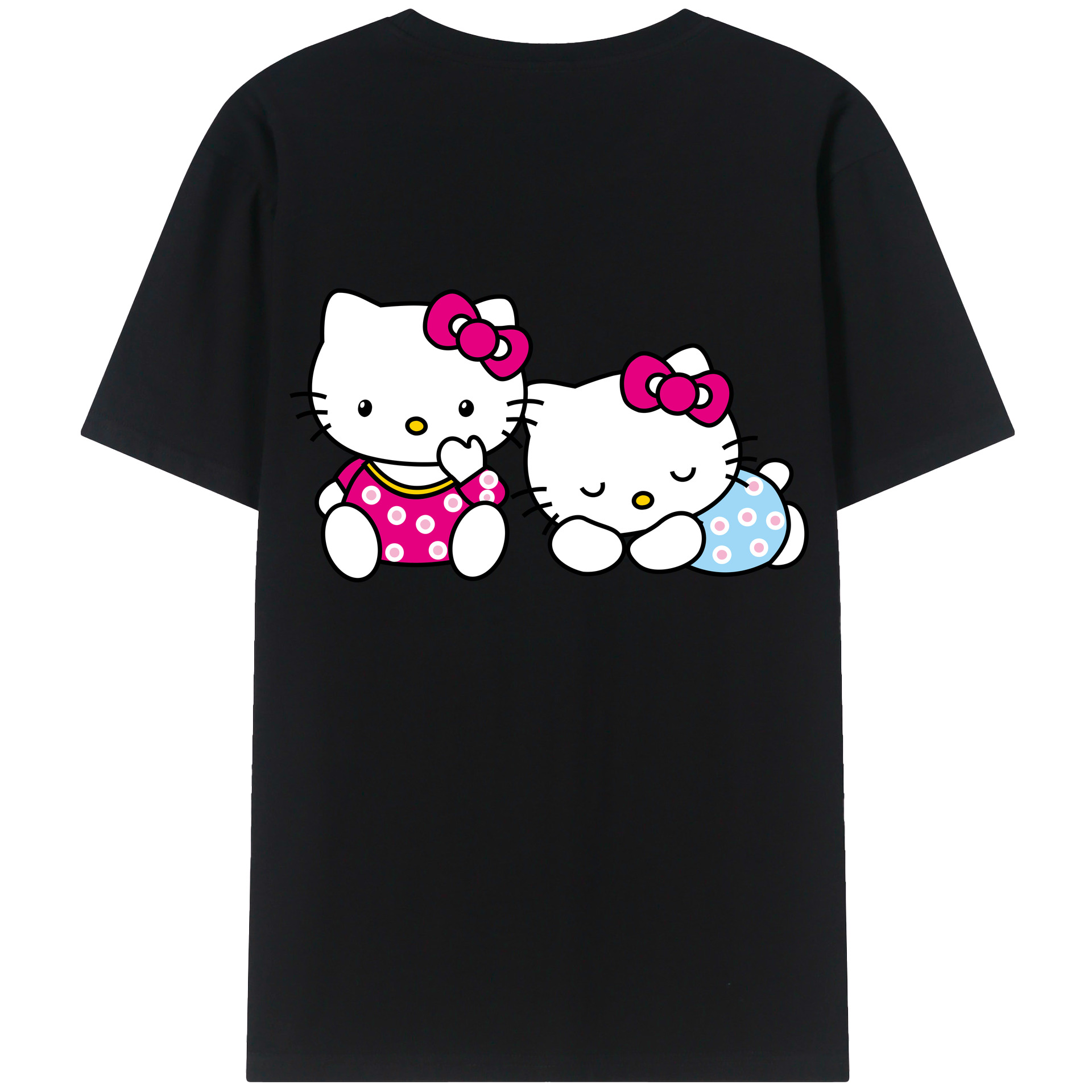 （画像用） Hello Kitty ハローキティ 綿100％ メンズ半袖Tシャツ（バックプリント） 通気性