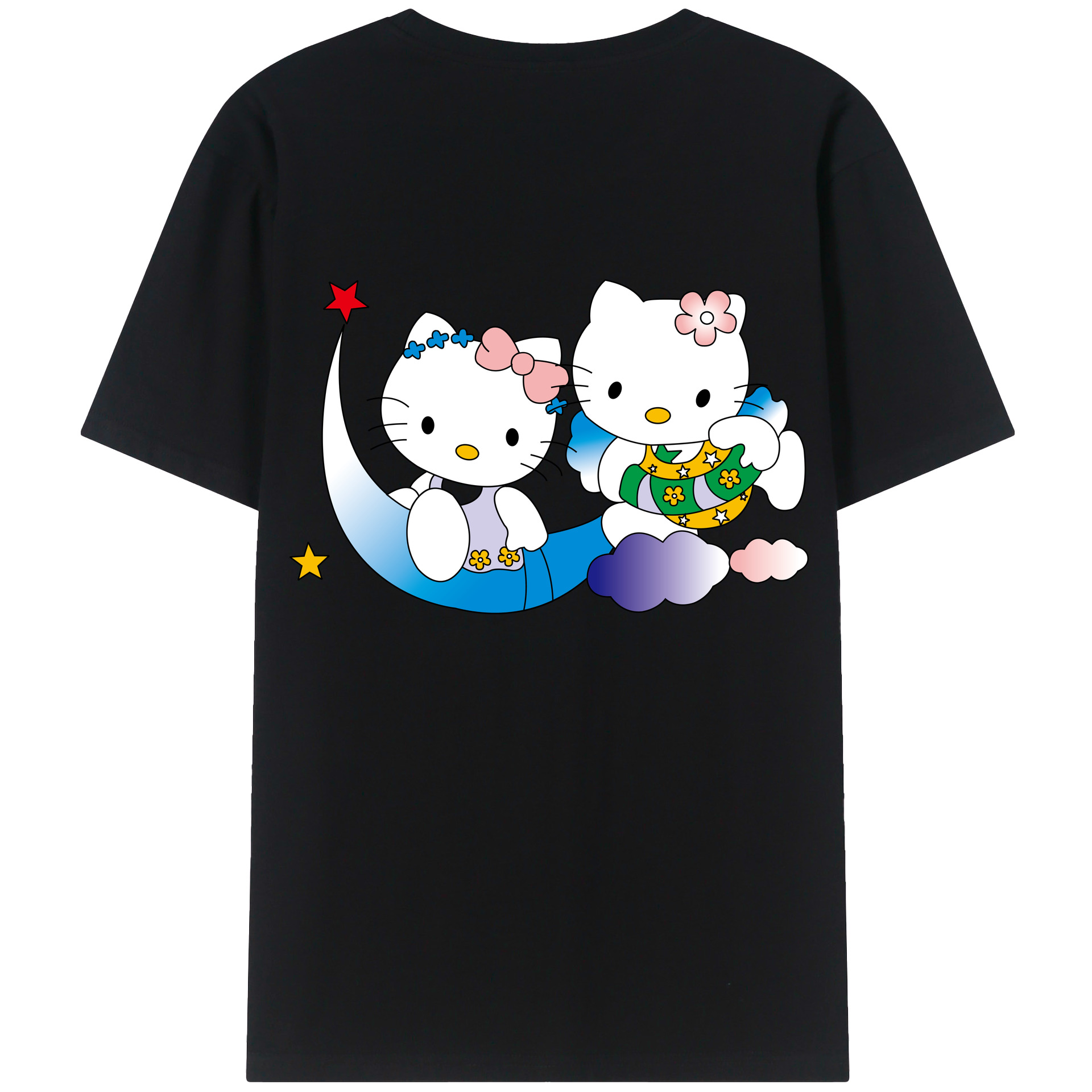 （画像用） Hello Kitty ハローキティ 綿100％ メンズ半袖Tシャツ（バックプリント） 通気性