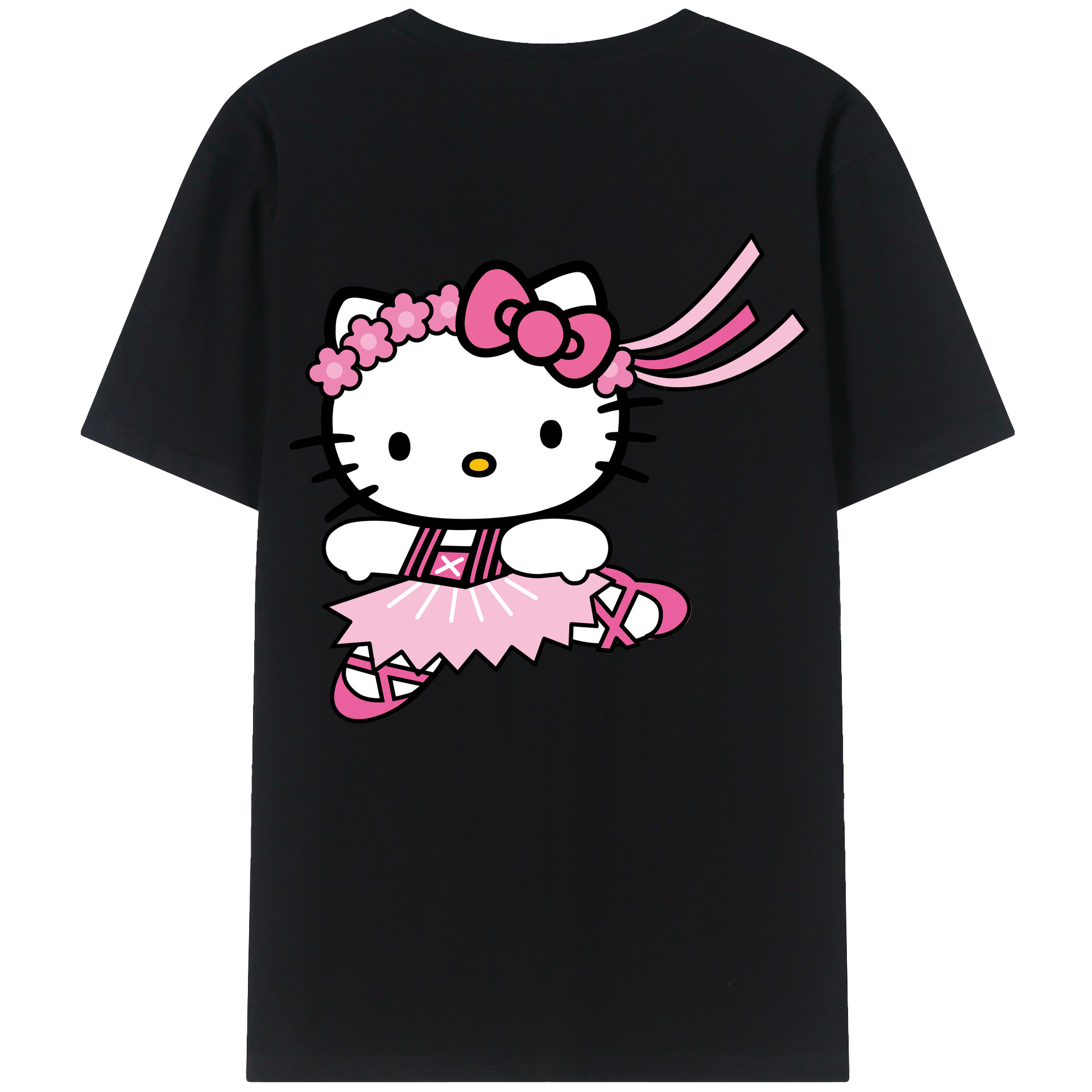 （画像用） Hello Kitty ハローキティ 綿100％ メンズ半袖Tシャツ（バックプリント） 通気性