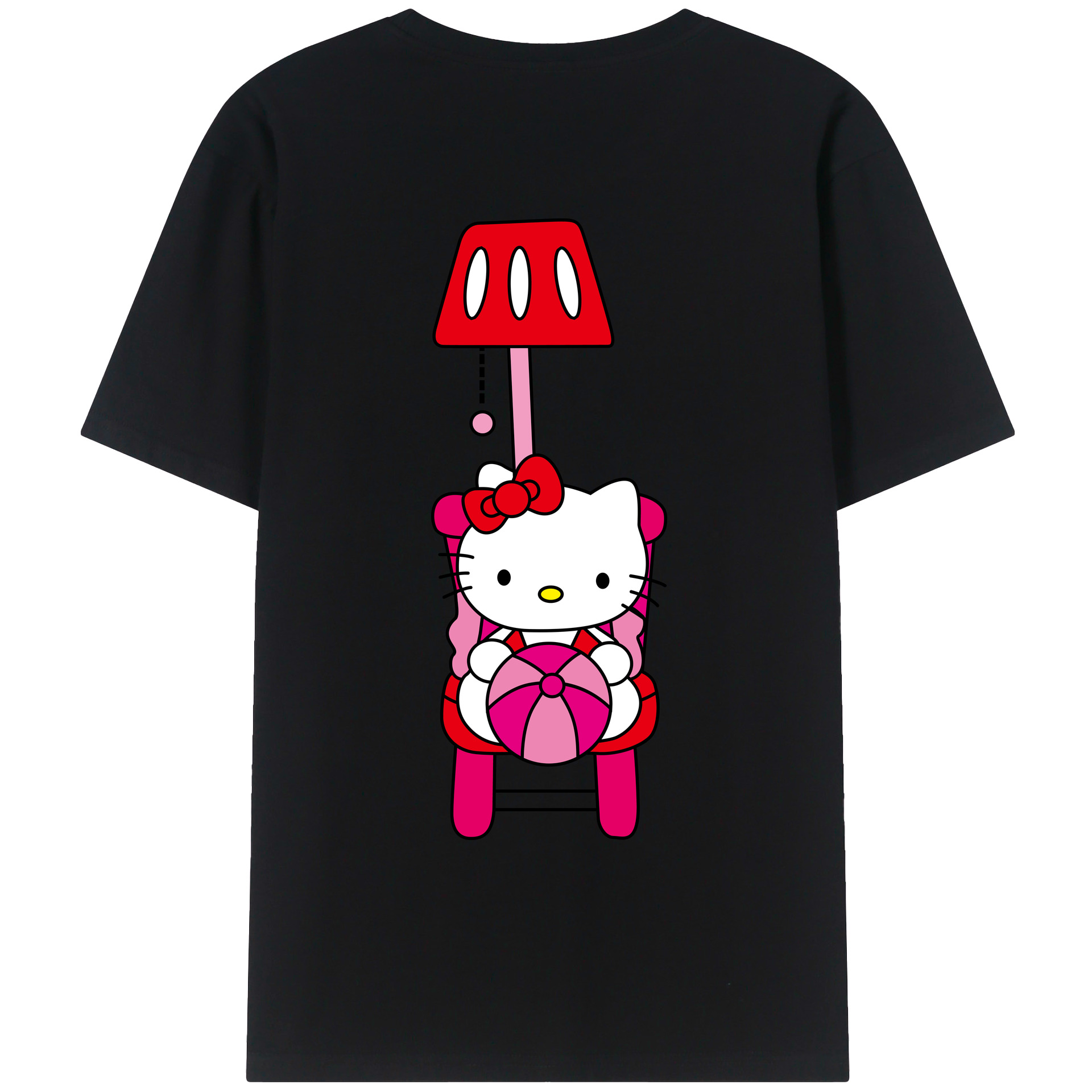 （画像用） Hello Kitty ハローキティ 綿100％ メンズ半袖Tシャツ（バックプリント） 通気性