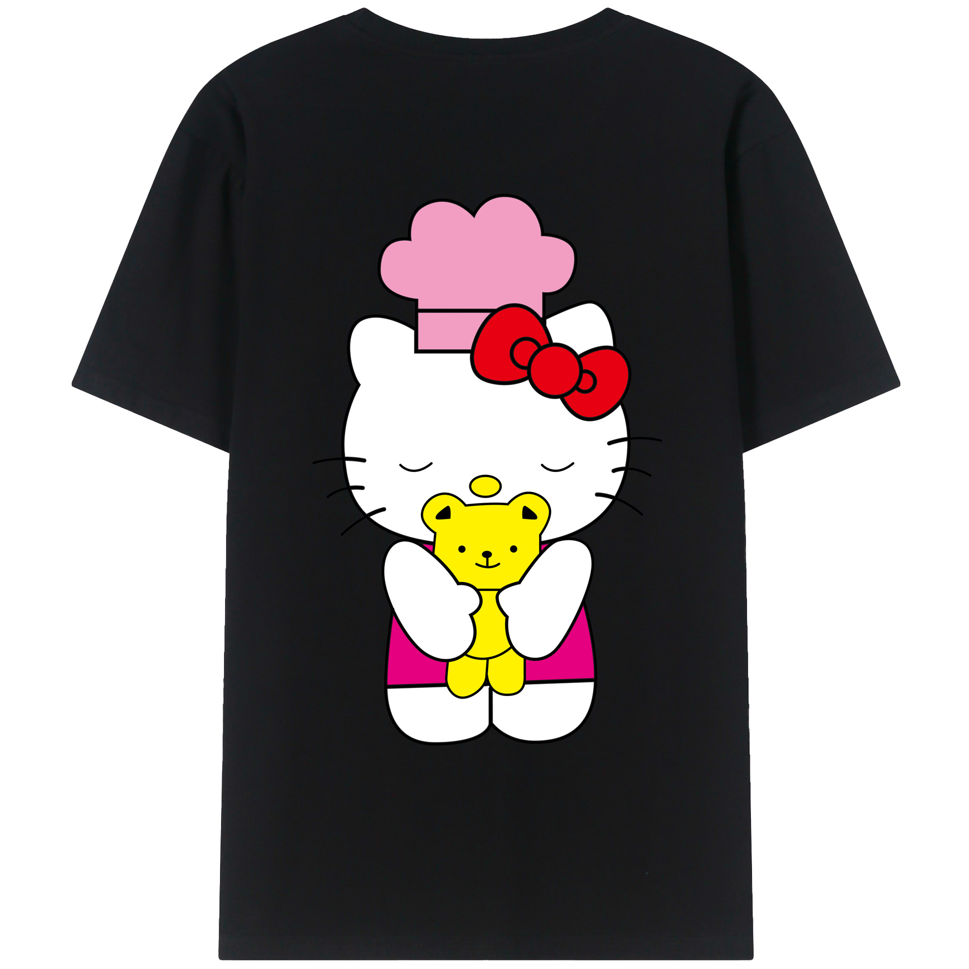 （画像用） Hello Kitty ハローキティ 綿100％ メンズ半袖Tシャツ（バックプリント） 通気性