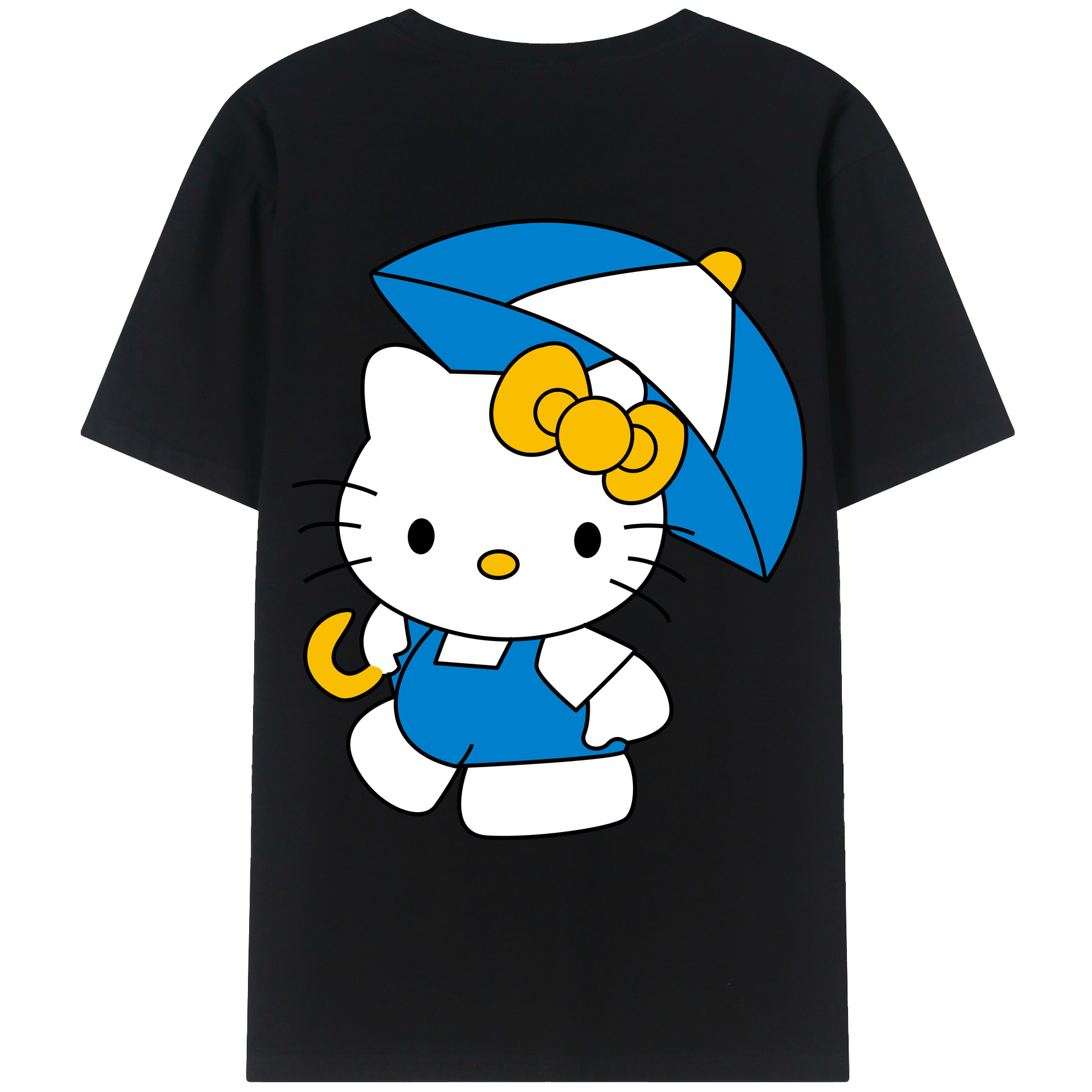 （画像用） Hello Kitty ハローキティ 綿100％ メンズ半袖Tシャツ（バックプリント） 通気性
