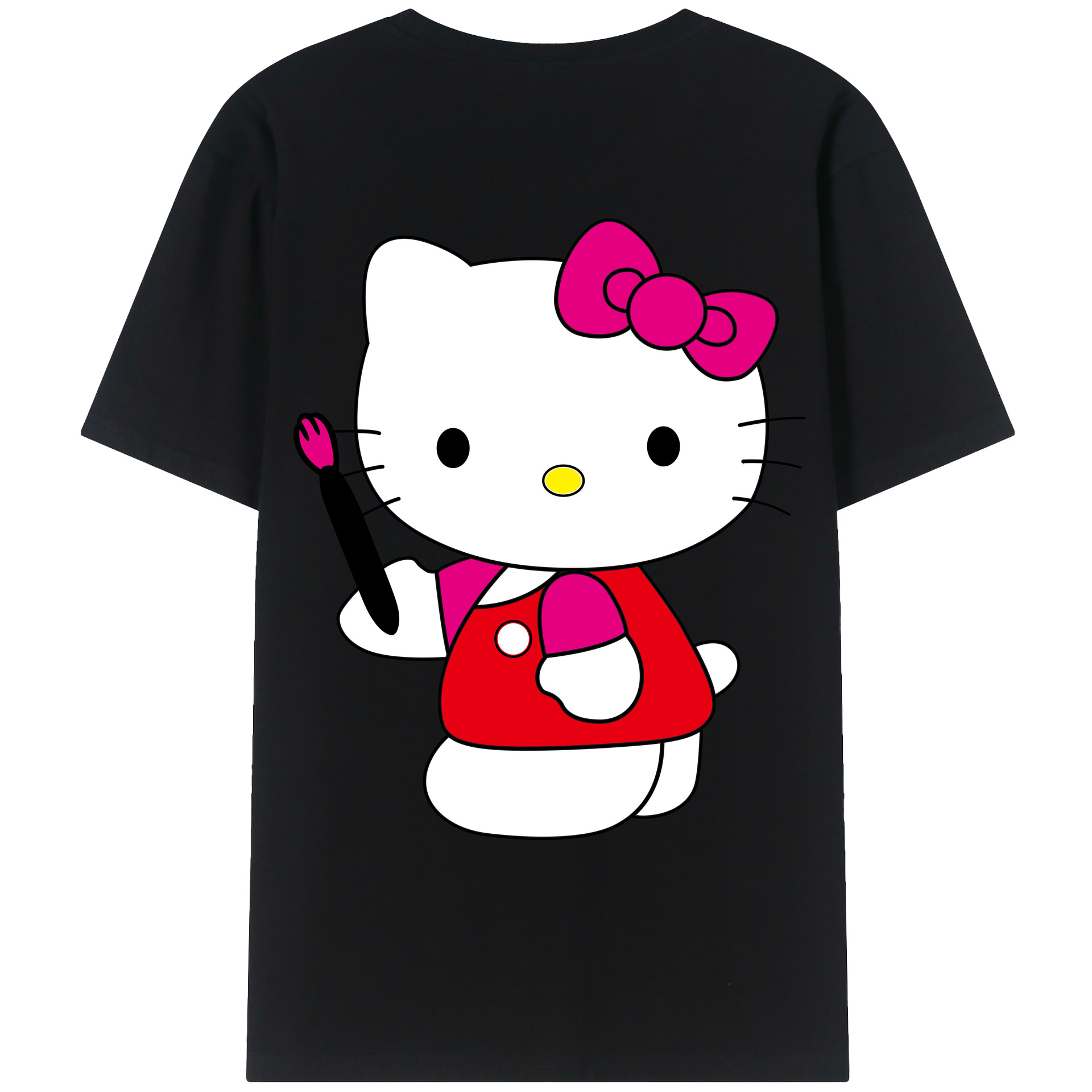 （画像用） Hello Kitty ハローキティ 綿100％ メンズ半袖Tシャツ（バックプリント） 通気性