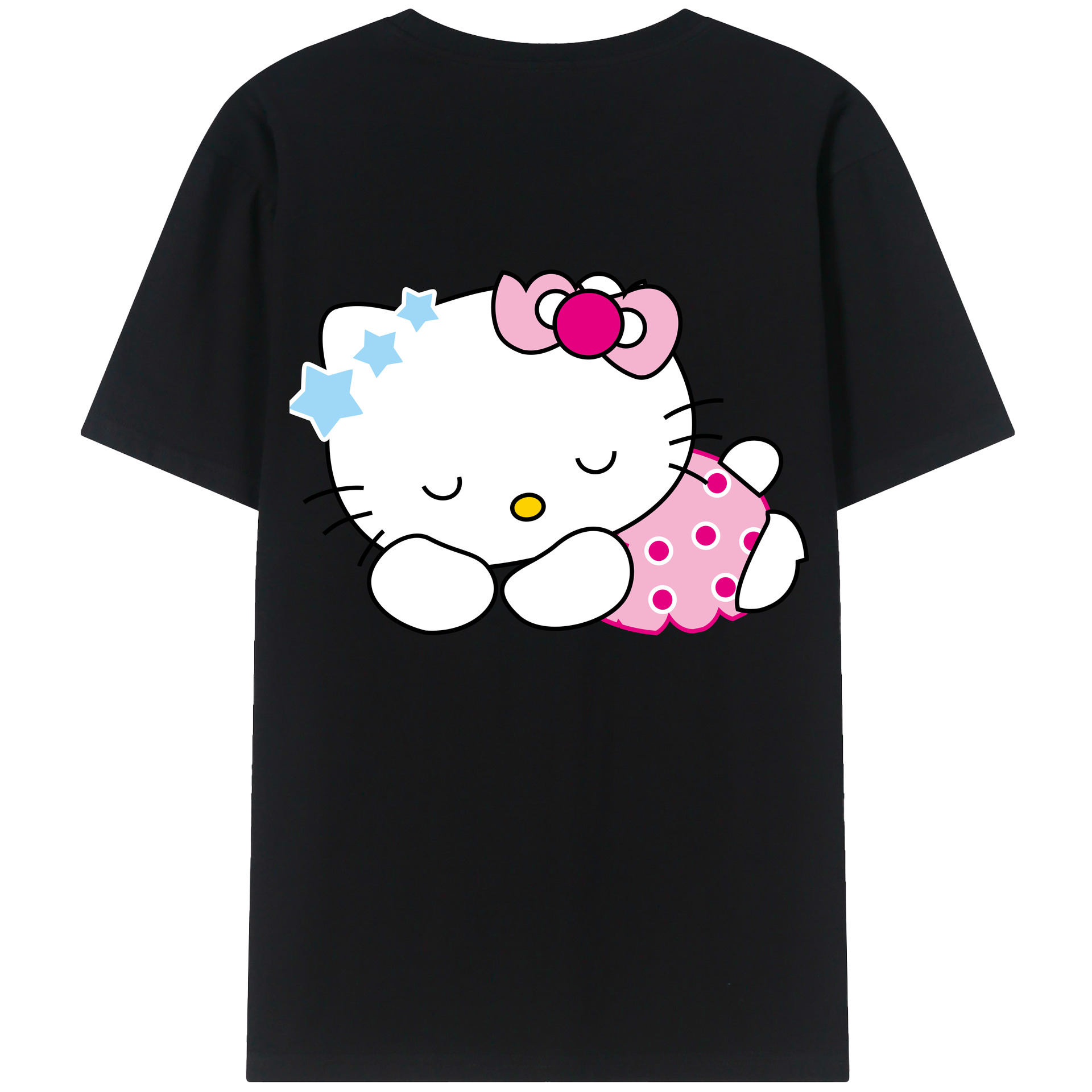 （画像用） Hello Kitty ハローキティ 綿100％ メンズ半袖Tシャツ（バックプリント） 通気性