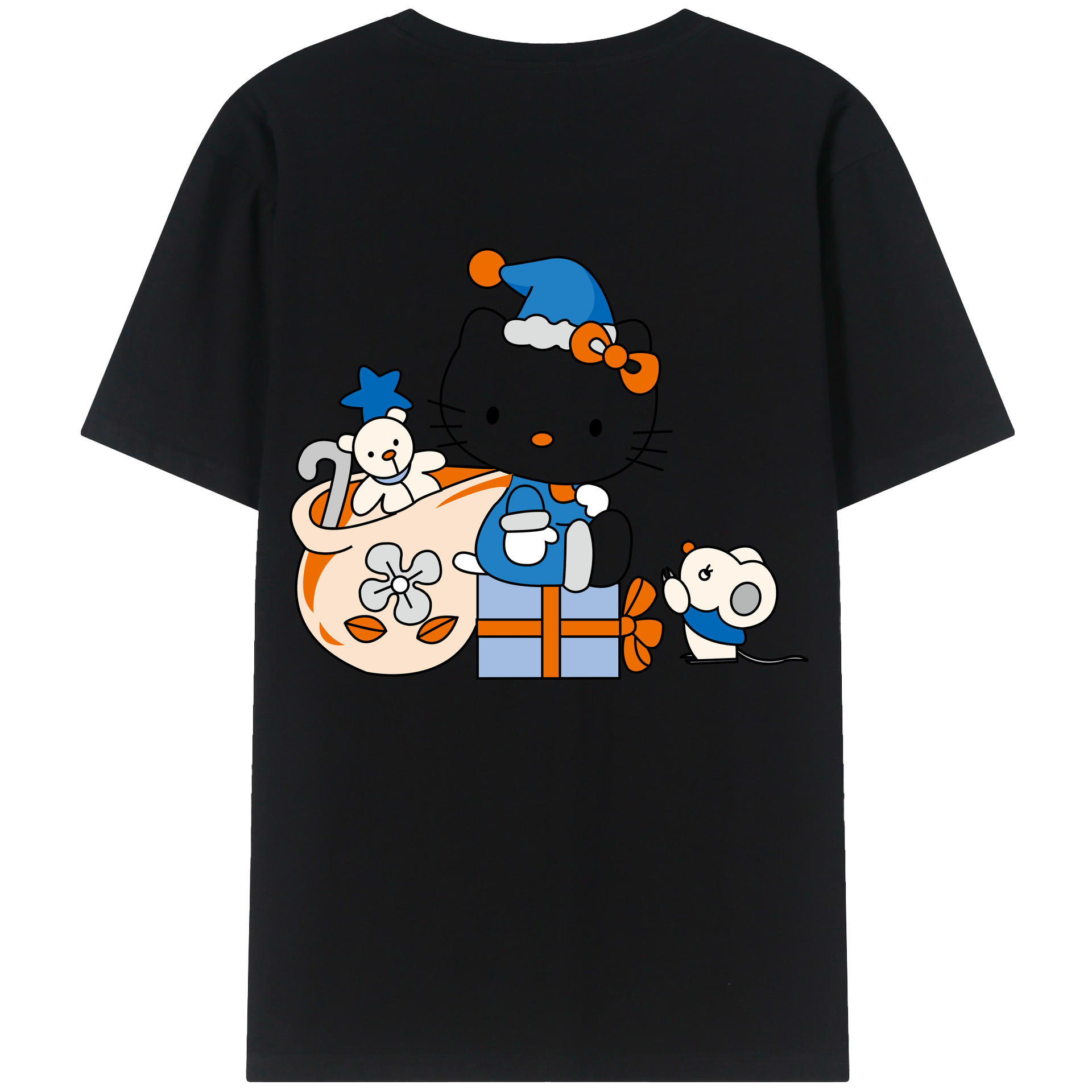 （画像用） Hello Kitty ハローキティ 綿100％ メンズ半袖Tシャツ（バックプリント） 通気性