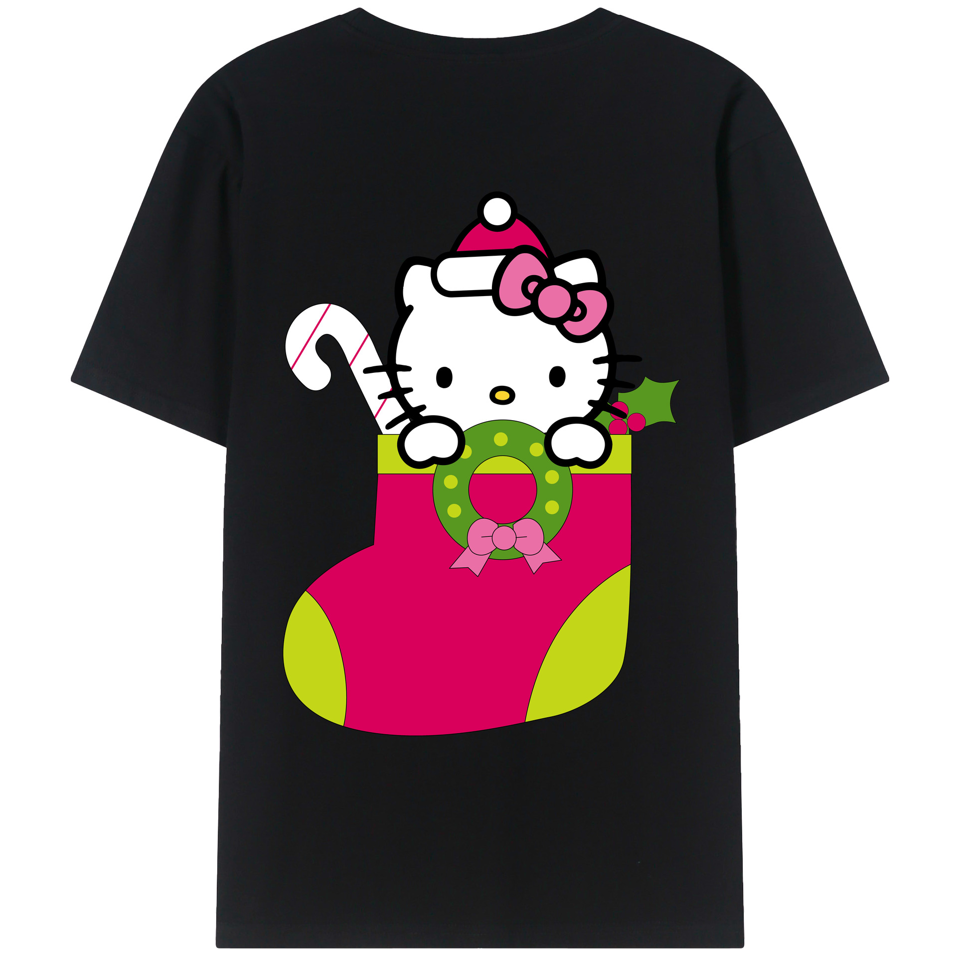 （画像用） Hello Kitty ハローキティ 綿100％ メンズ半袖Tシャツ（バックプリント） 通気性