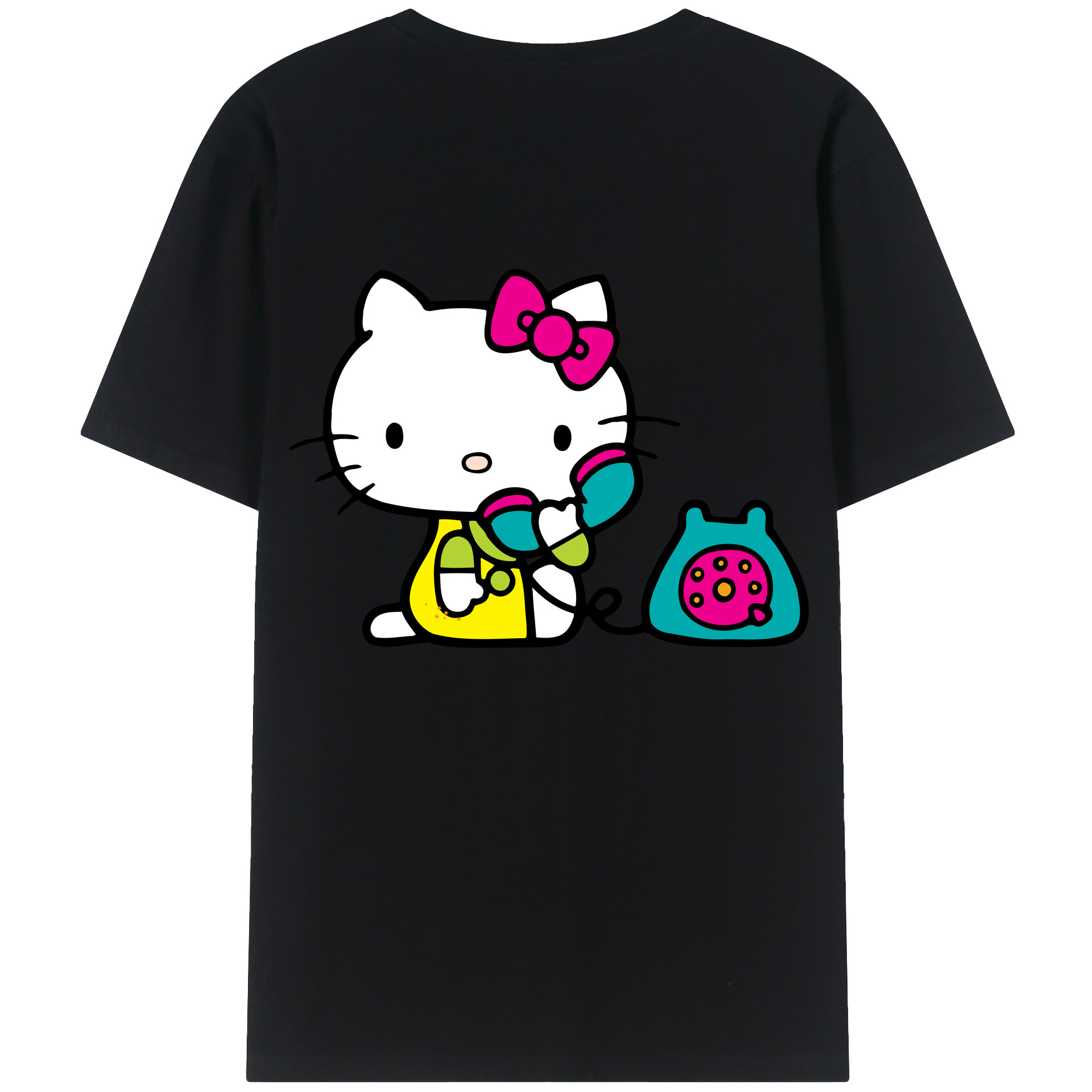 （画像用） Hello Kitty ハローキティ 綿100％ メンズ半袖Tシャツ（バックプリント） 通気性