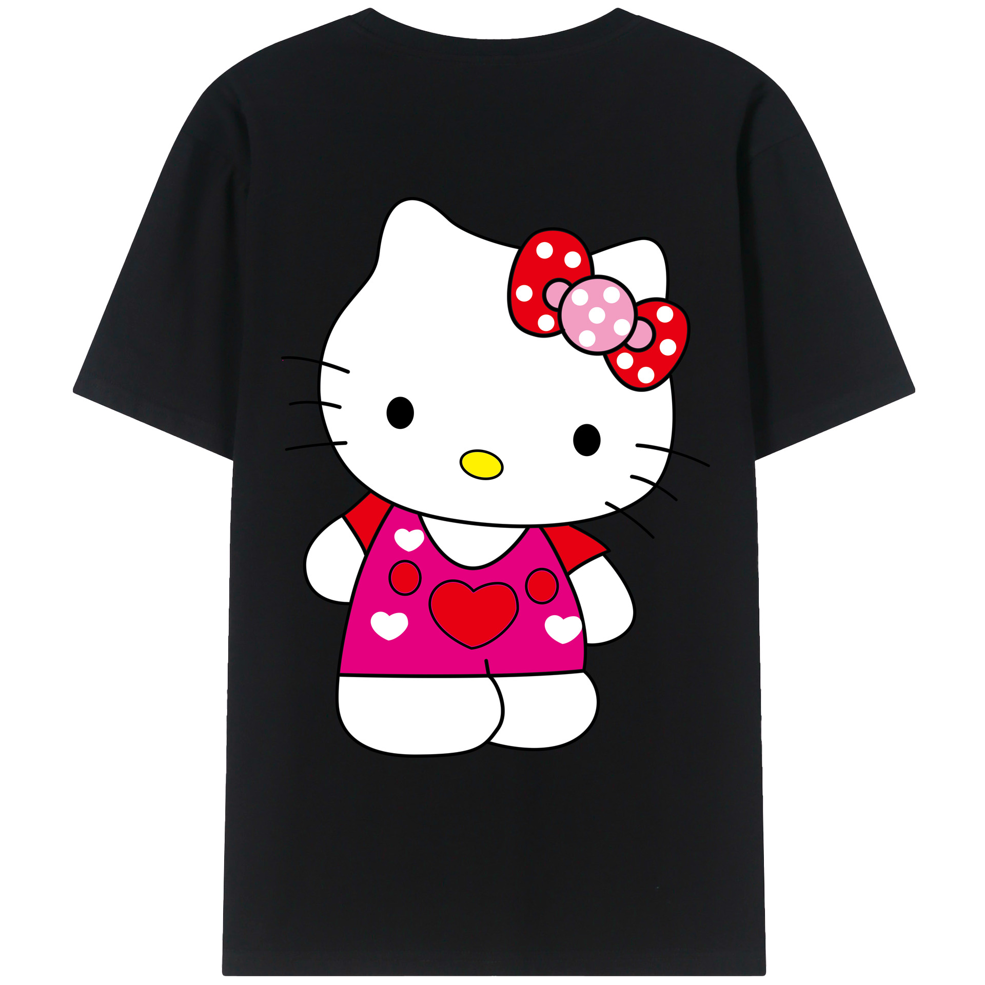 （画像用） Hello Kitty ハローキティ 綿100％ メンズ半袖Tシャツ（バックプリント） 通気性