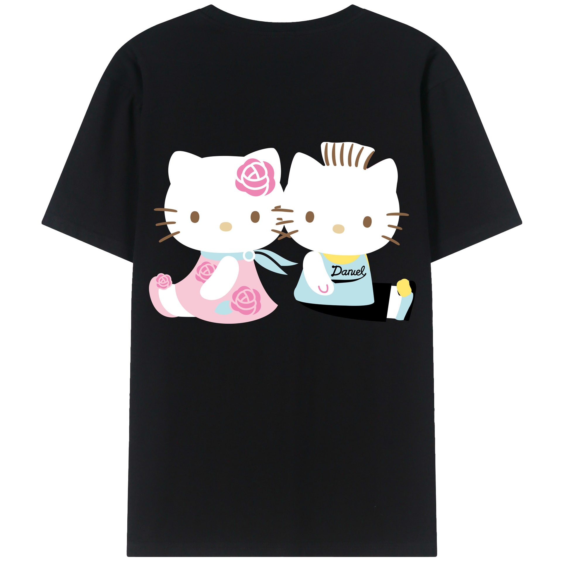 （画像用） Hello Kitty ハローキティ 綿100％ メンズ半袖Tシャツ（バックプリント） 通気性