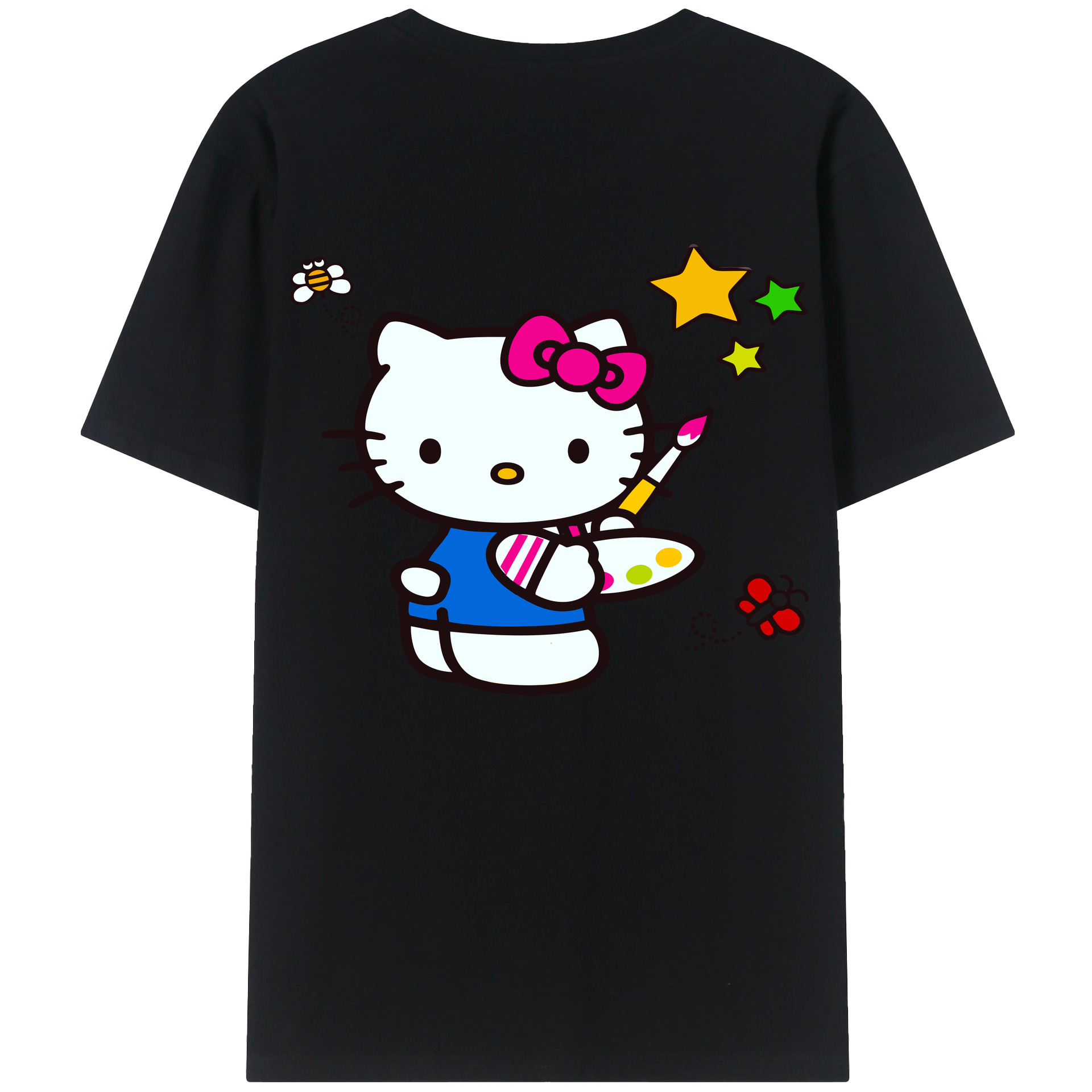 （画像用） Hello Kitty ハローキティ 綿100％ メンズ半袖Tシャツ（バックプリント） 通気性