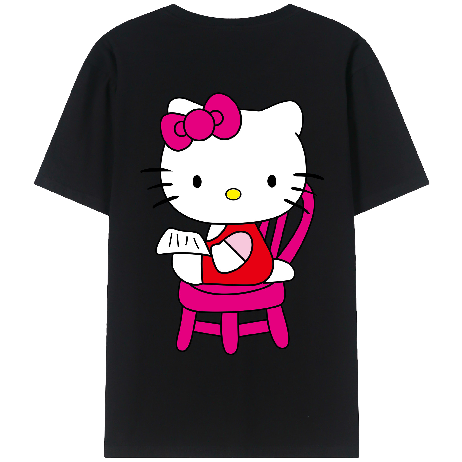 （画像用） Hello Kitty ハローキティ 綿100％ メンズ半袖Tシャツ（バックプリント） 通気性