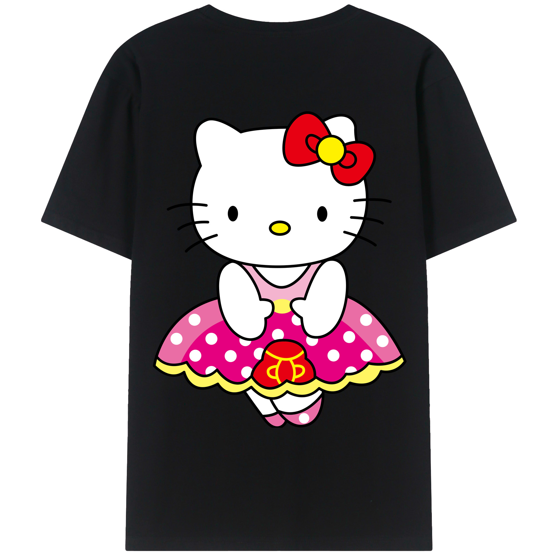 （画像用） Hello Kitty ハローキティ 綿100％ メンズ半袖Tシャツ（バックプリント） 通気性