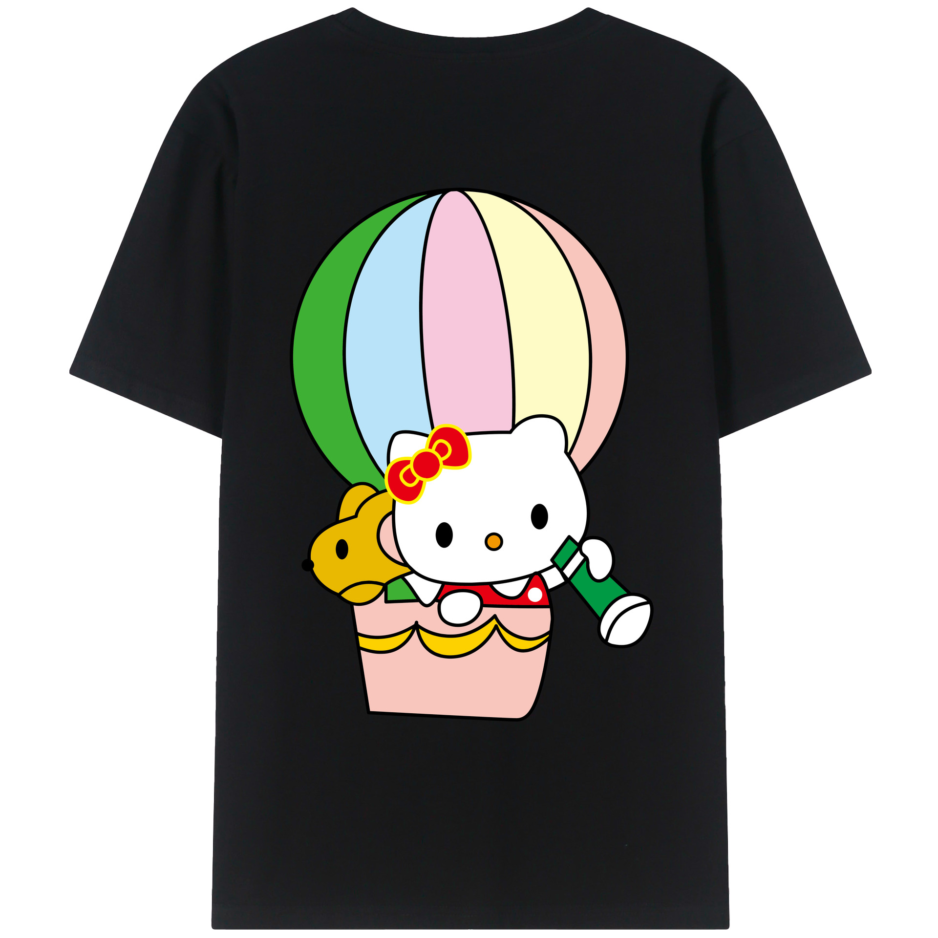 （画像用） Hello Kitty ハローキティ 綿100％ メンズ半袖Tシャツ（バックプリント） 通気性