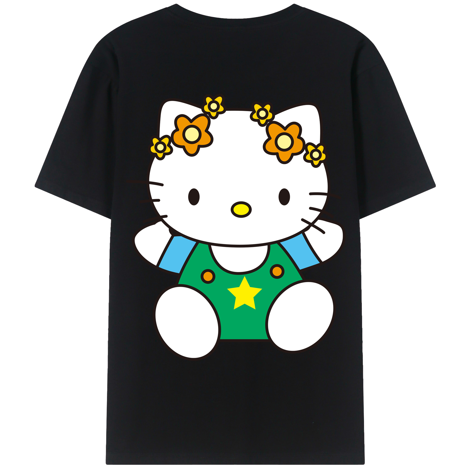 （画像用） Hello Kitty ハローキティ 綿100％ メンズ半袖Tシャツ（バックプリント） 通気性