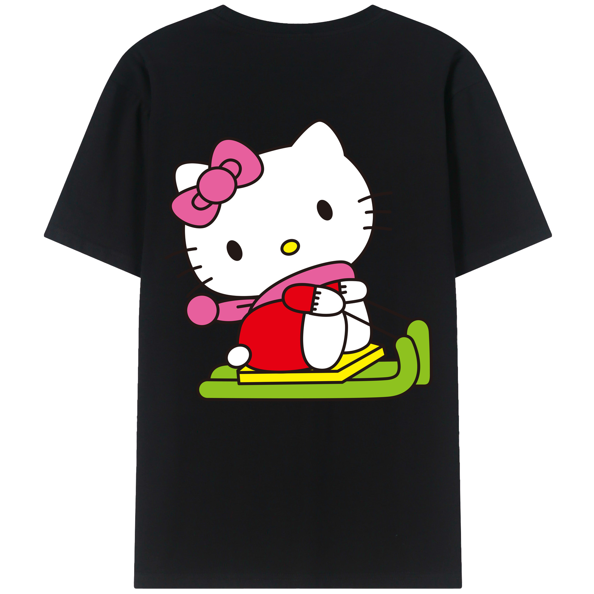 （画像用） Hello Kitty ハローキティ 綿100％ メンズ半袖Tシャツ（バックプリント） 通気性