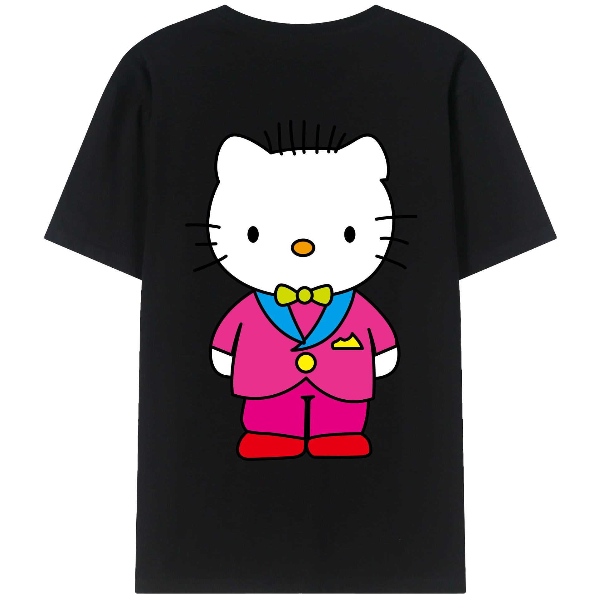 （画像用） Hello Kitty ハローキティ 綿100％ メンズ半袖Tシャツ（バックプリント） 通気性