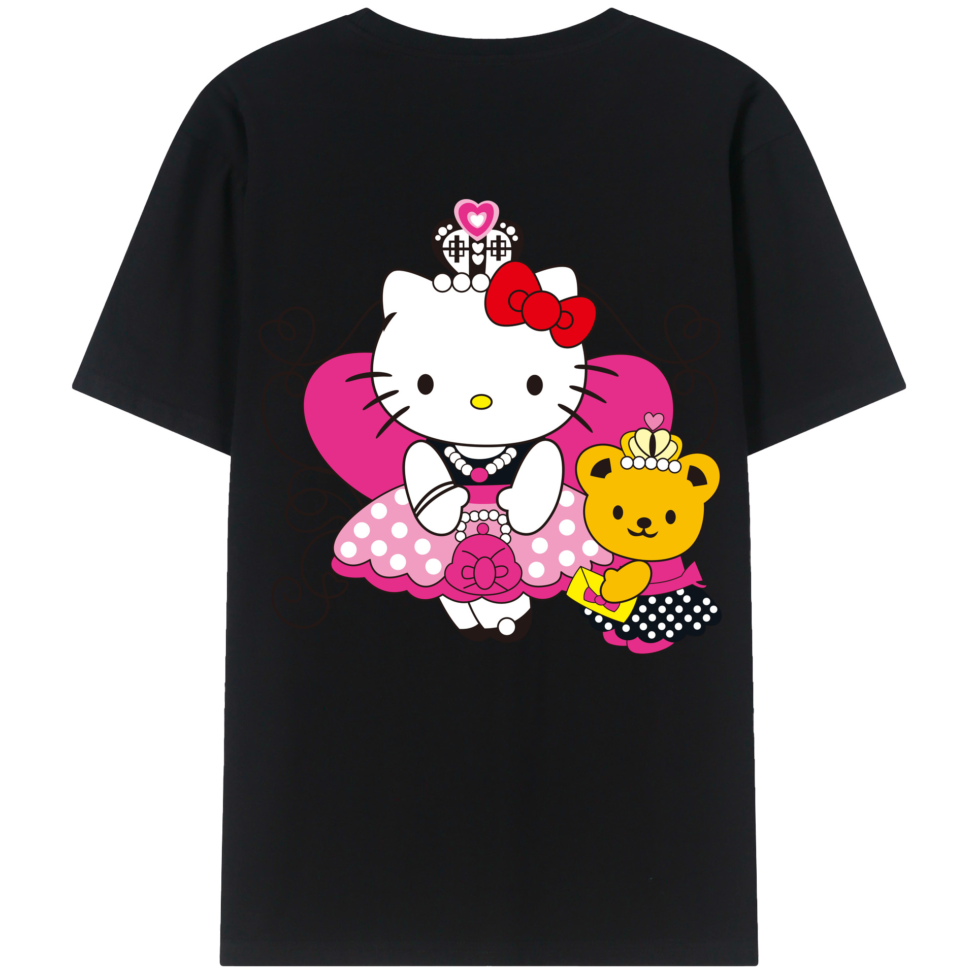 （画像用） Hello Kitty ハローキティ 綿100％ メンズ半袖Tシャツ（バックプリント） 通気性