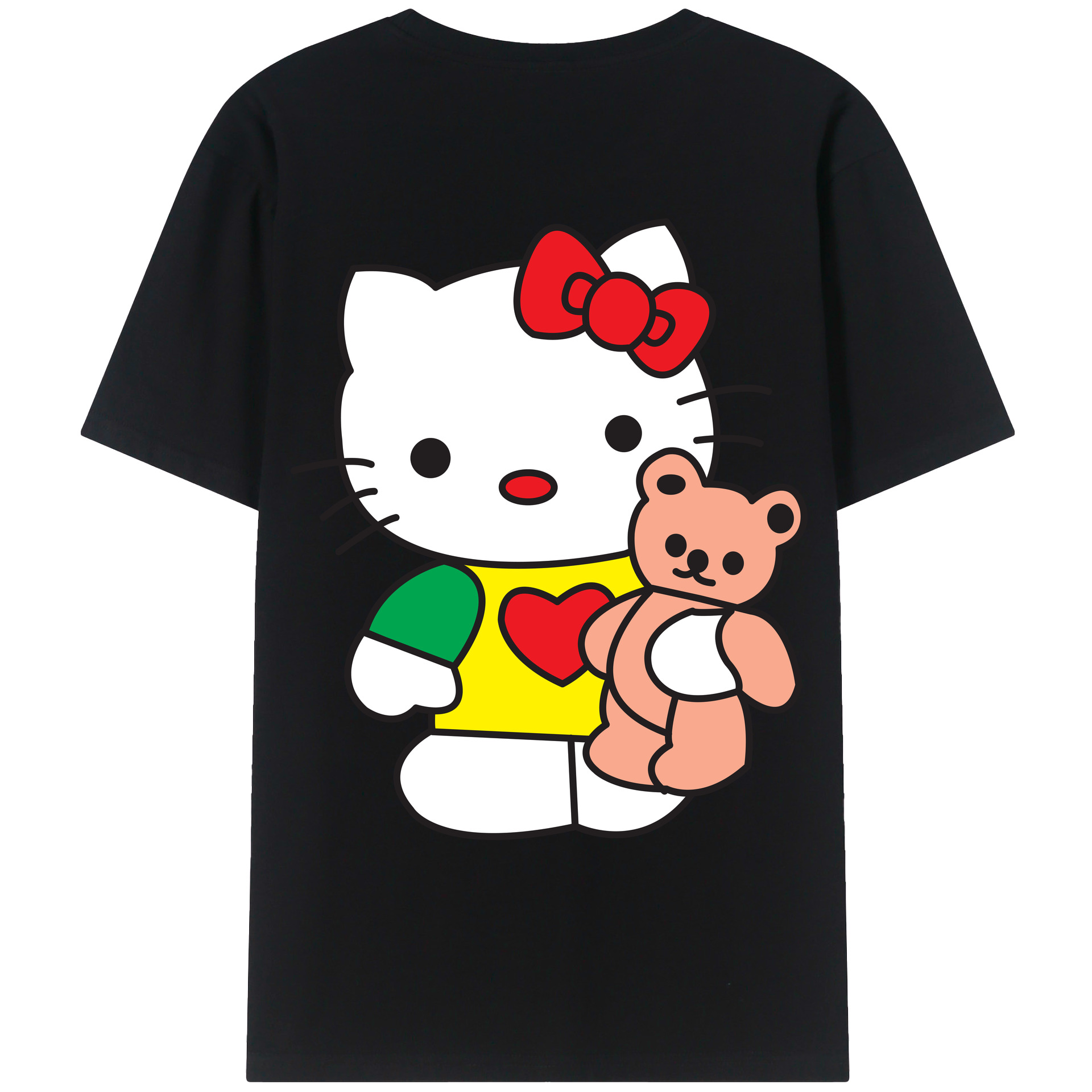 （画像用） Hello Kitty ハローキティ 綿100％ メンズ半袖Tシャツ（バックプリント） 通気性