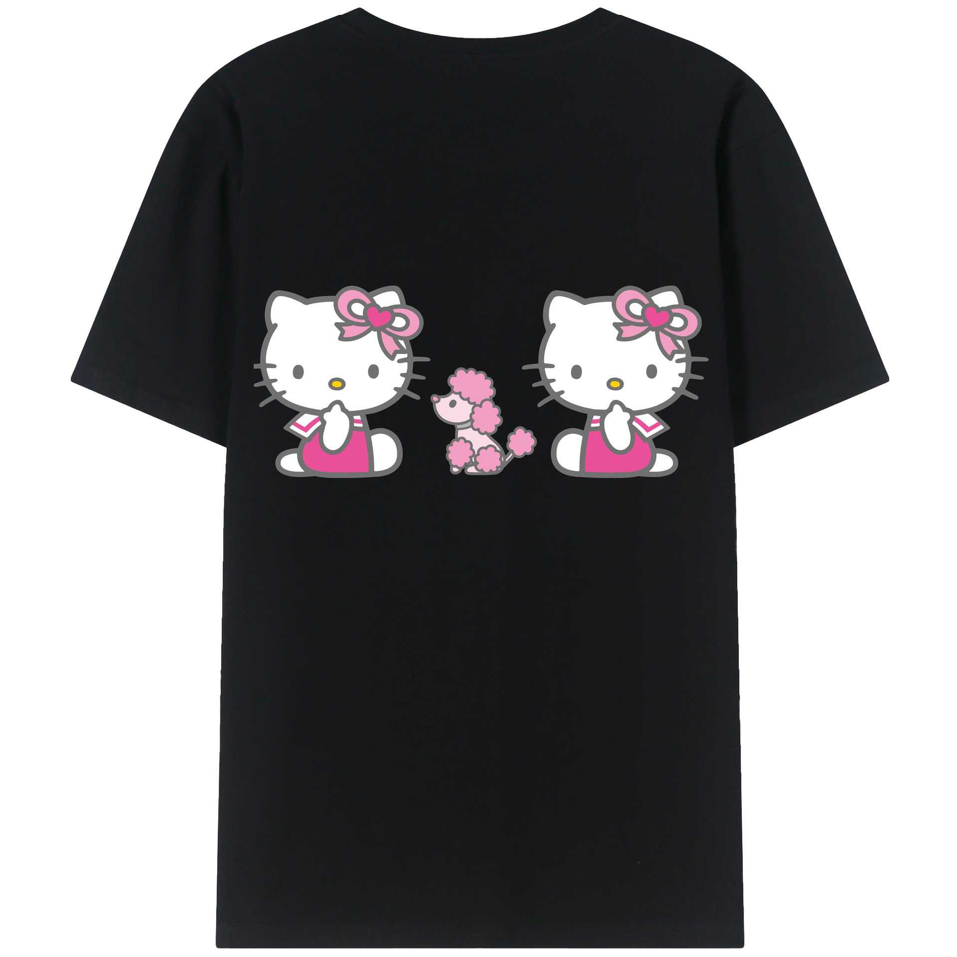 （画像用） Hello Kitty ハローキティ 綿100％ メンズ半袖Tシャツ（バックプリント） 通気性