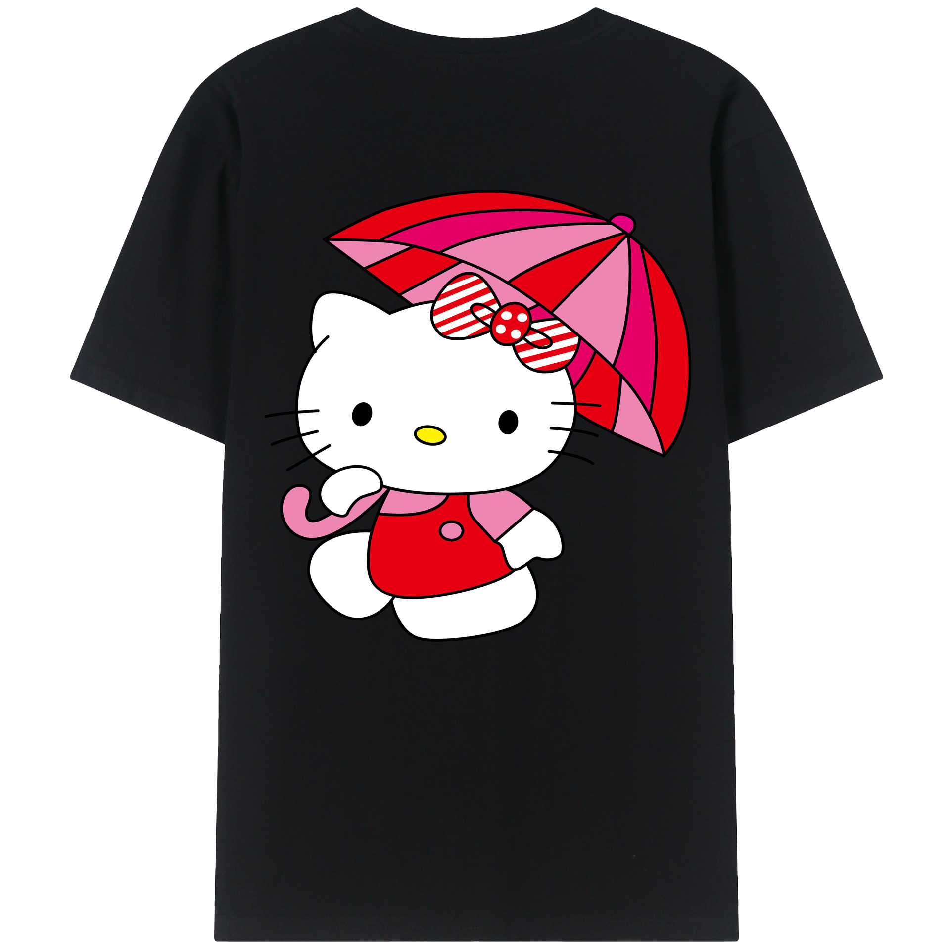 （画像用） Hello Kitty ハローキティ 綿100％ メンズ半袖Tシャツ（バックプリント） 通気性