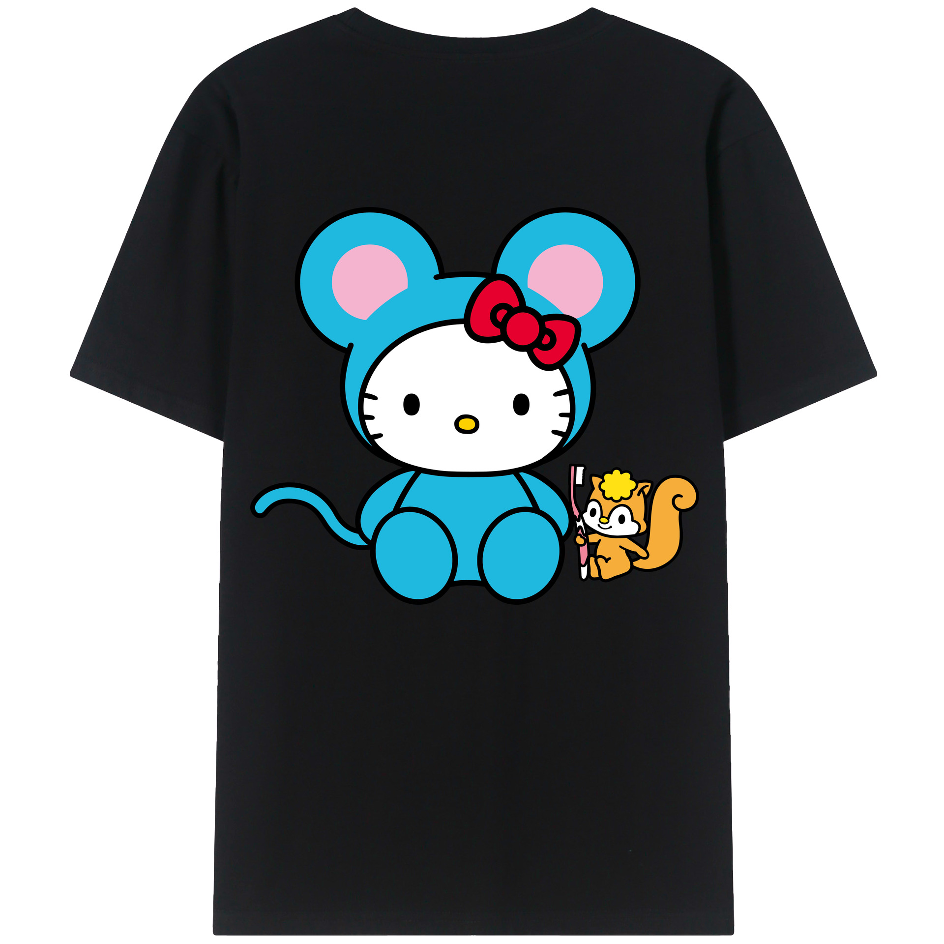 （画像用） Hello Kitty ハローキティ 綿100％ メンズ半袖Tシャツ（バックプリント） 通気性