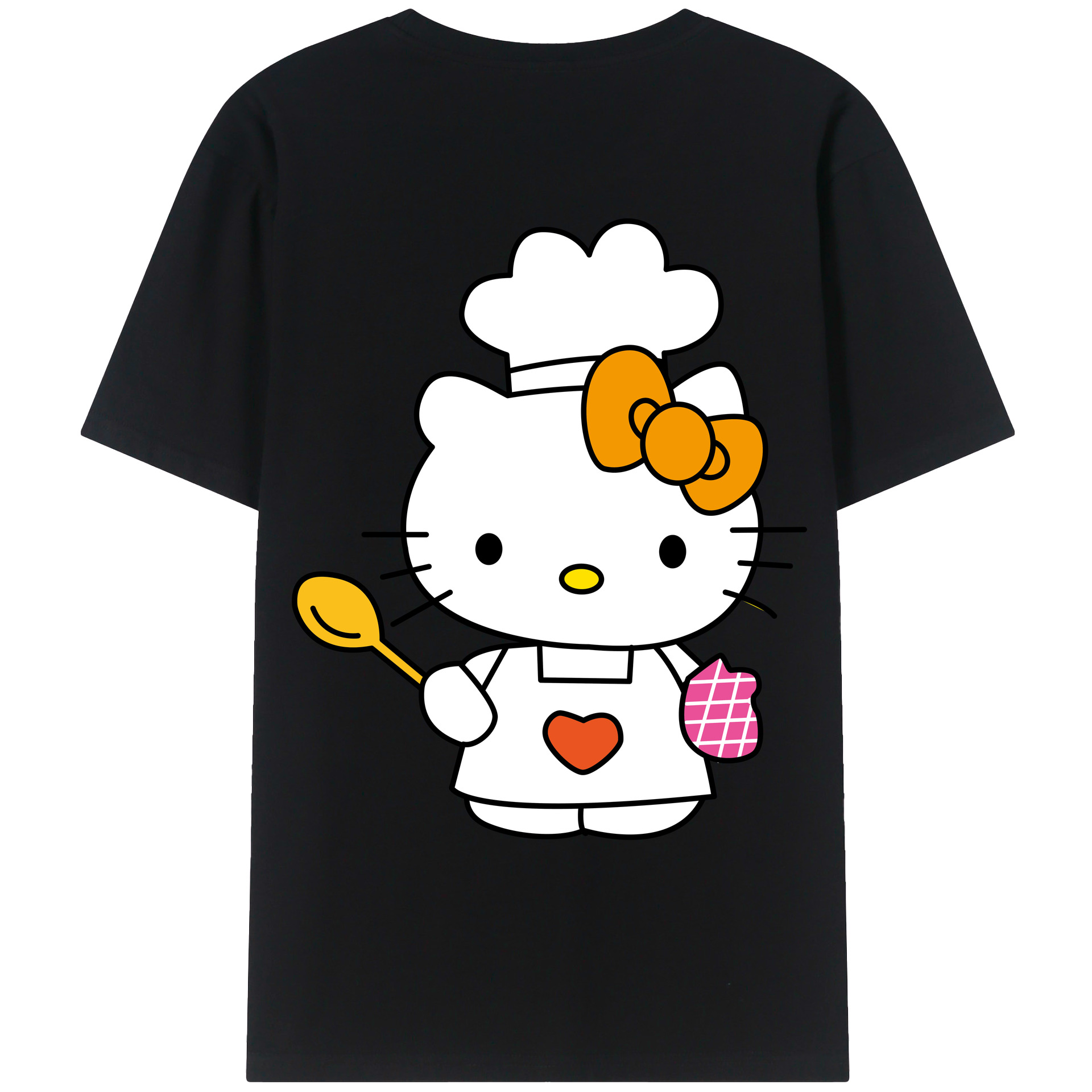 （画像用） Hello Kitty ハローキティ 綿100％ メンズ半袖Tシャツ（バックプリント） 通気性