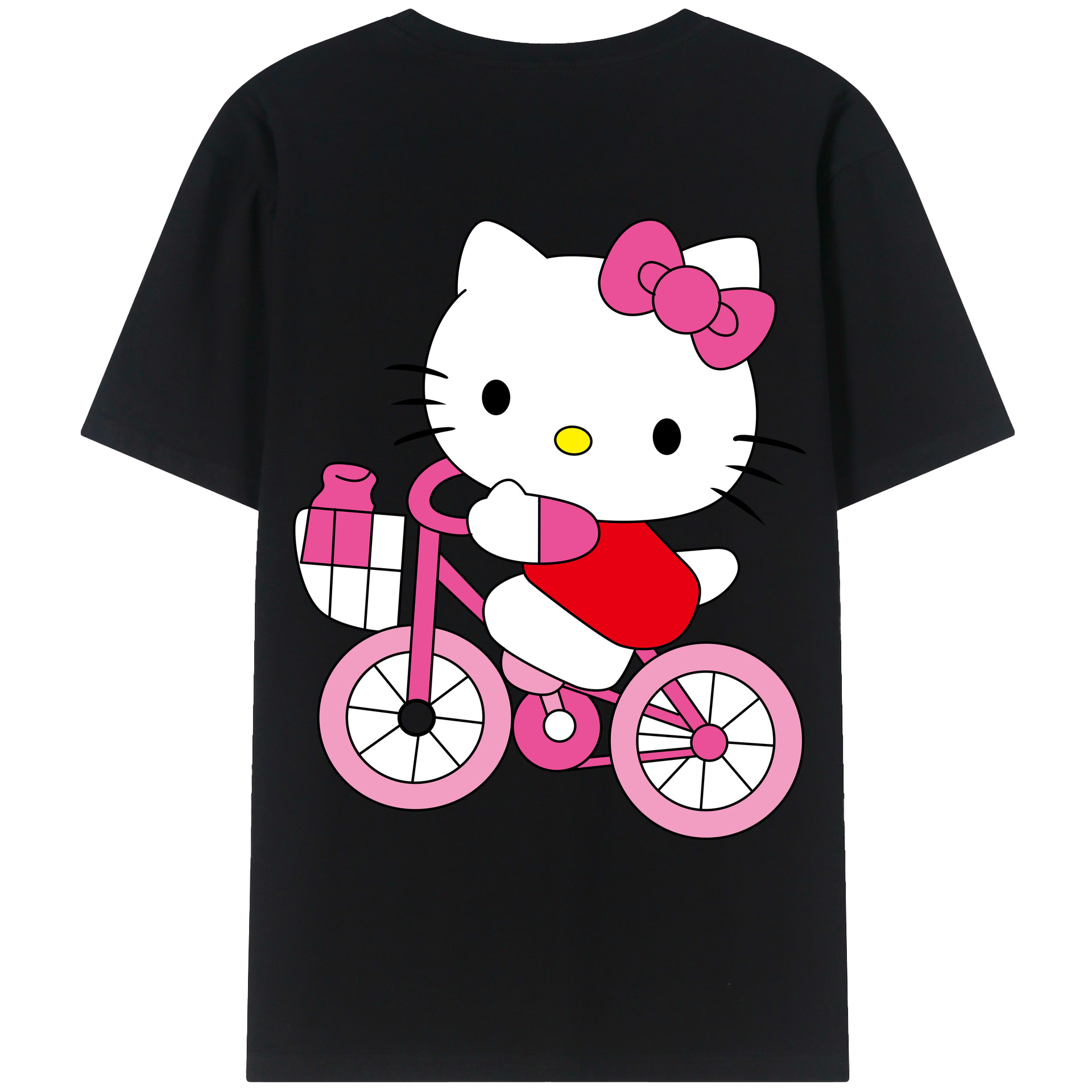 （画像用） Hello Kitty ハローキティ 綿100％ メンズ半袖Tシャツ（バックプリント） 通気性
