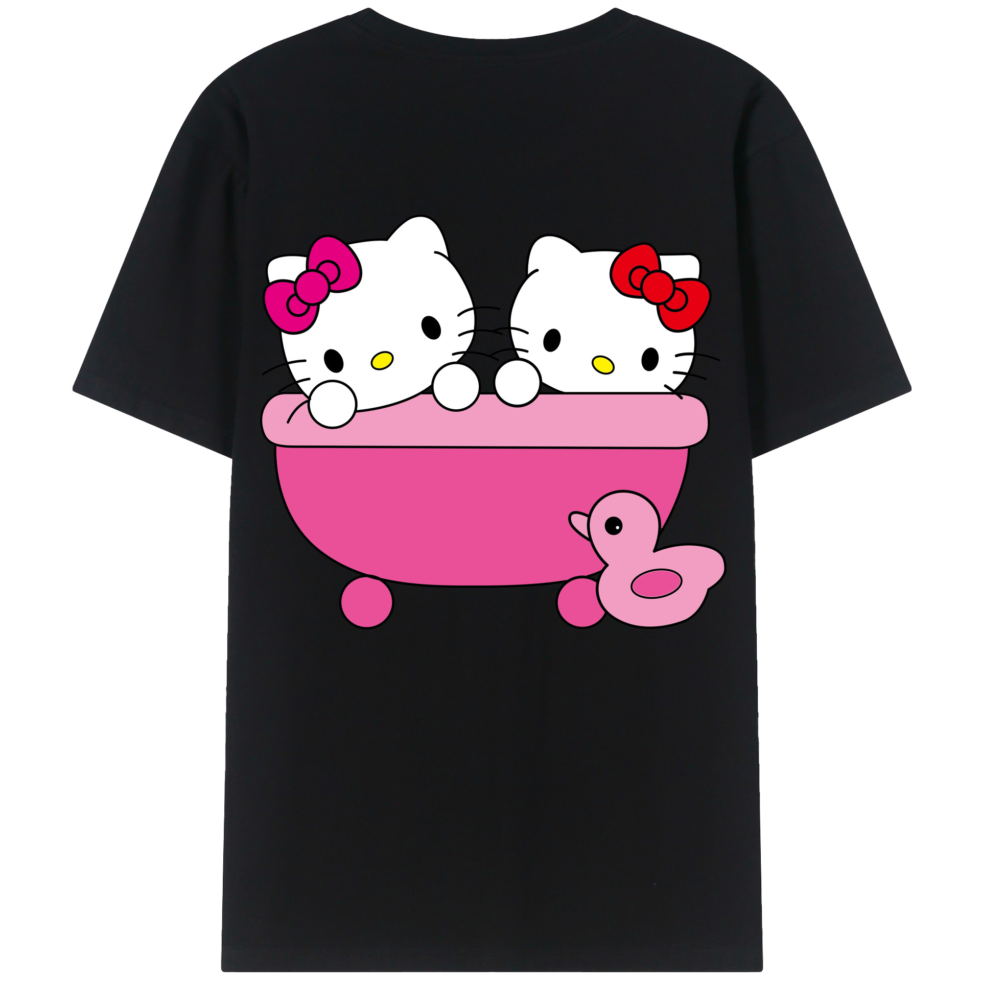 （画像用） Hello Kitty ハローキティ 綿100％ メンズ半袖Tシャツ（バックプリント） 通気性