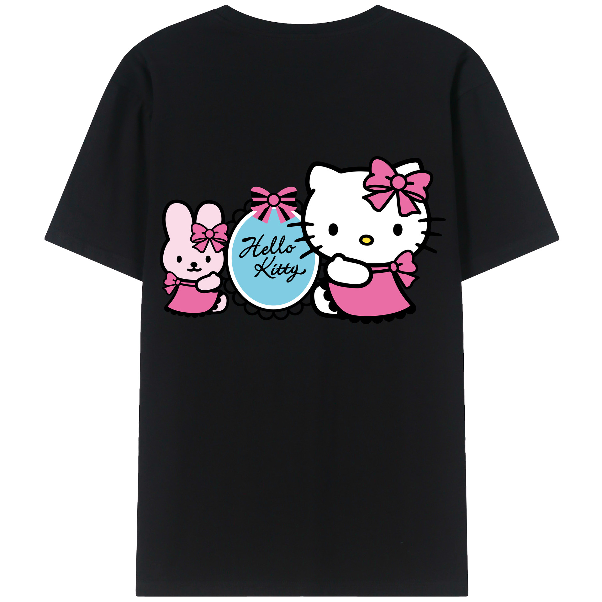 （画像用） Hello Kitty ハローキティ 綿100％ メンズ半袖Tシャツ（バックプリント） 通気性