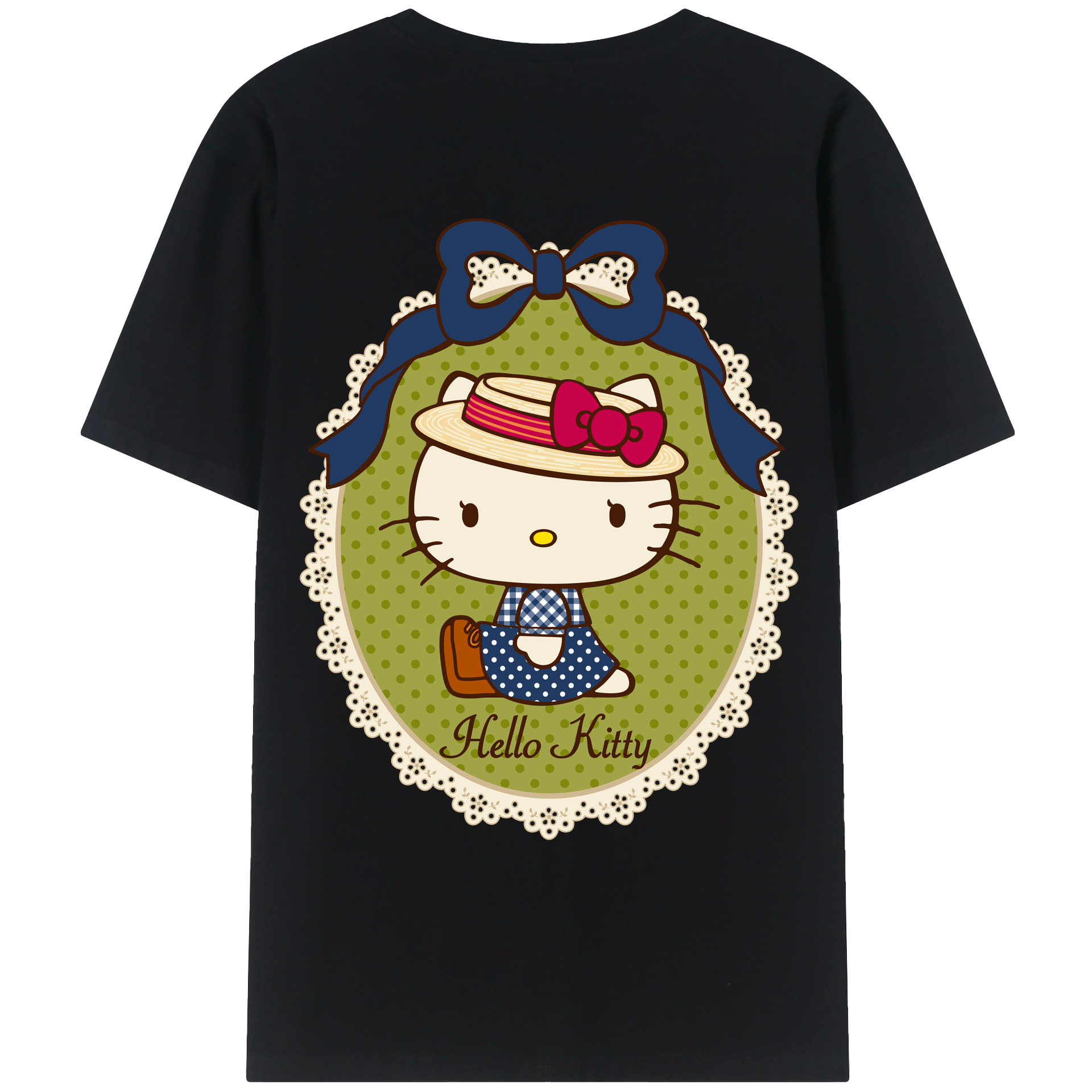 （画像用） Hello Kitty ハローキティ 綿100％ メンズ半袖Tシャツ（バックプリント） 通気性