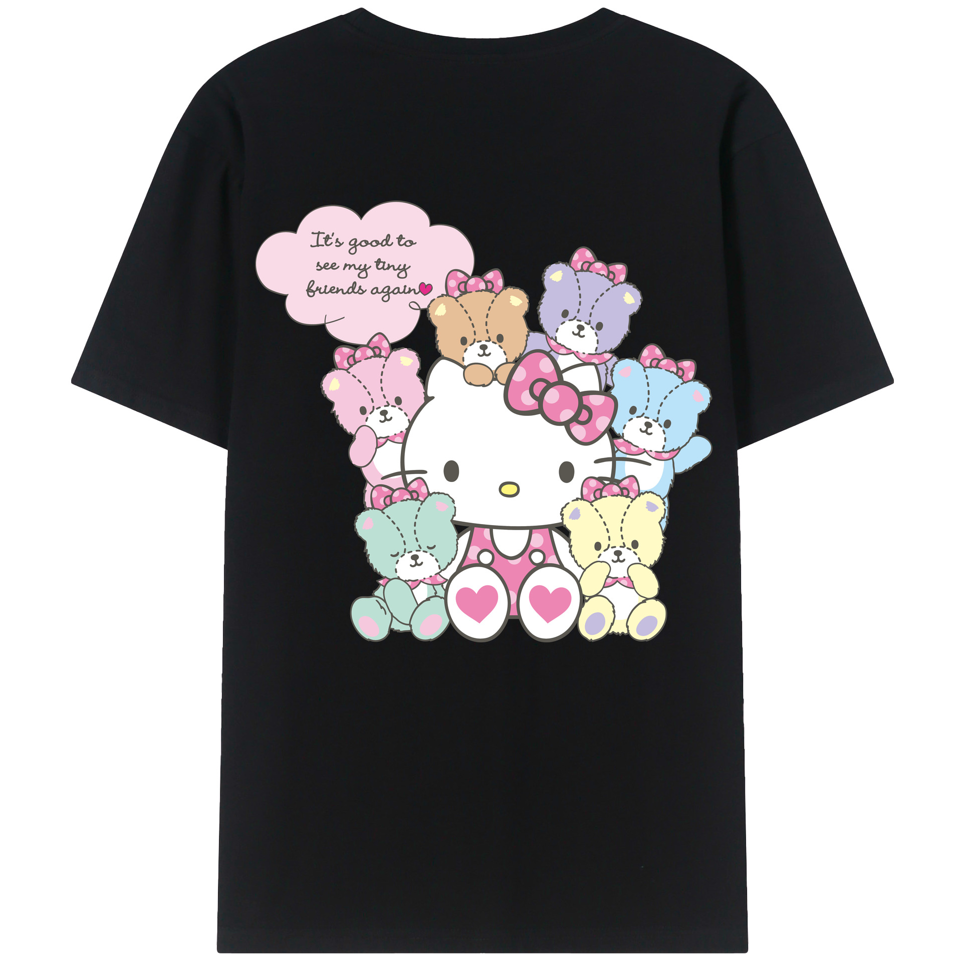 （画像用） Hello Kitty ハローキティ 綿100％ メンズ半袖Tシャツ（バックプリント） 通気性