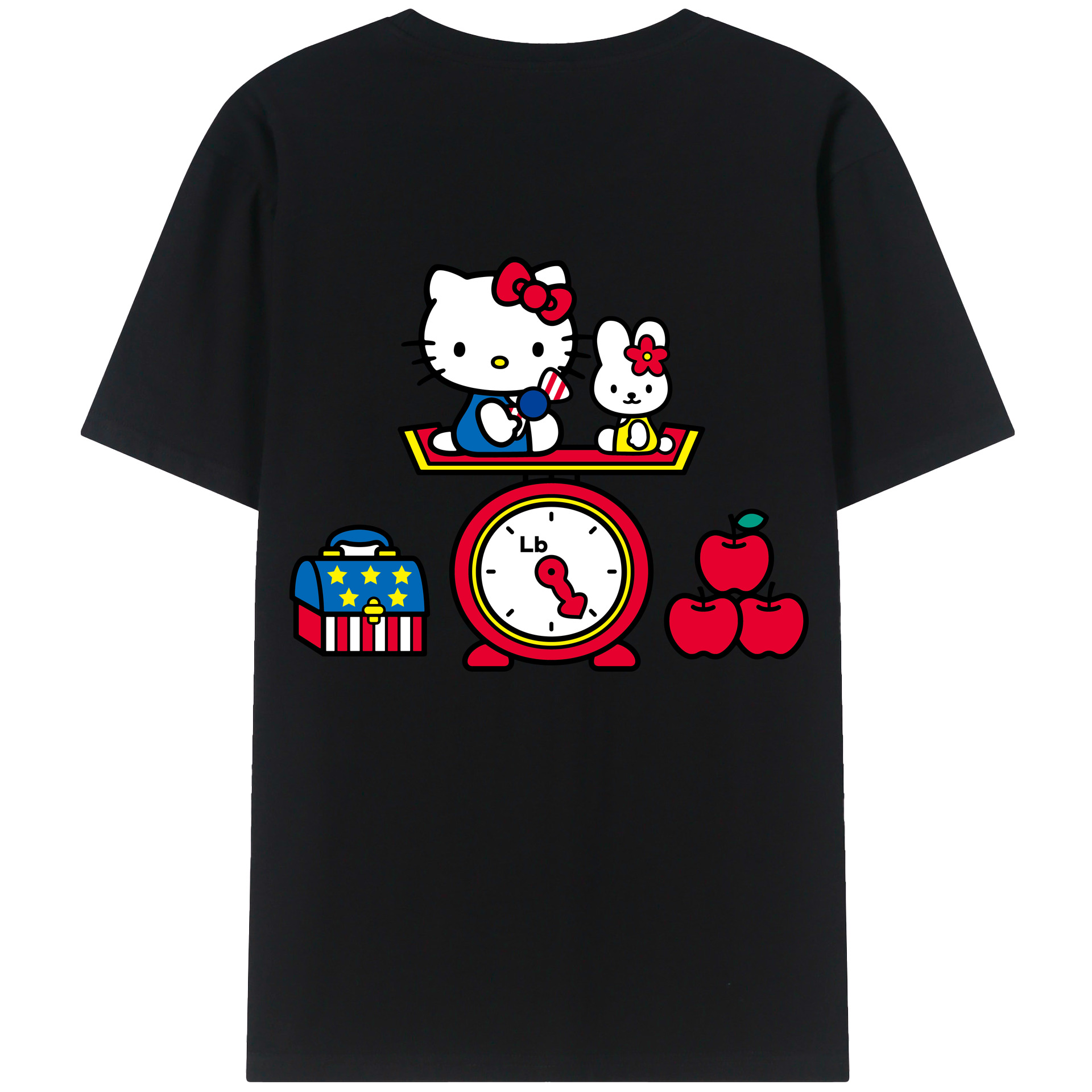 （画像用） Hello Kitty ハローキティ 綿100％ メンズ半袖Tシャツ（バックプリント） 通気性