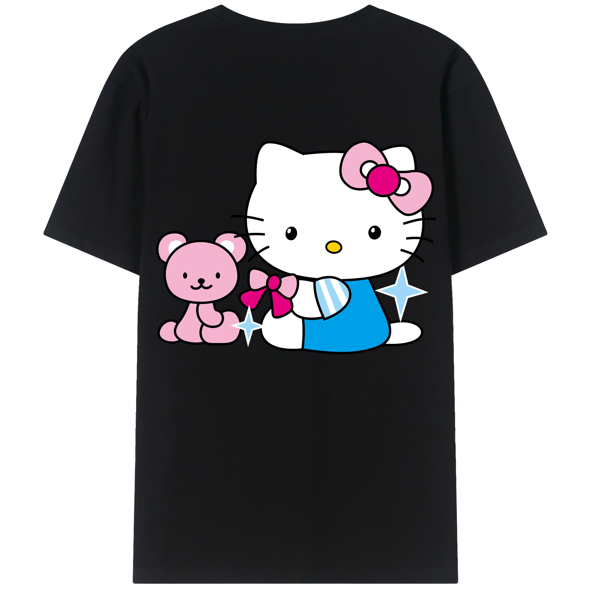 （画像用） Hello Kitty ハローキティ 綿100％ メンズ半袖Tシャツ（バックプリント） 通気性