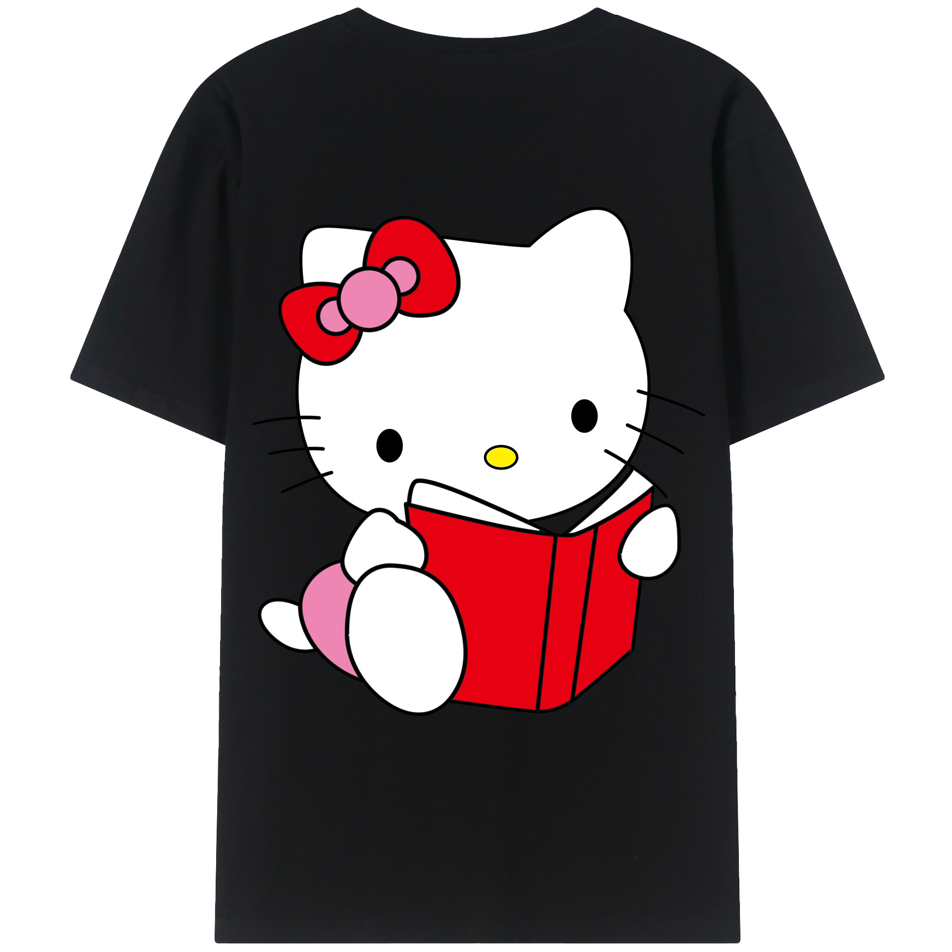 （画像用） Hello Kitty ハローキティ 綿100％ メンズ半袖Tシャツ（バックプリント） 通気性