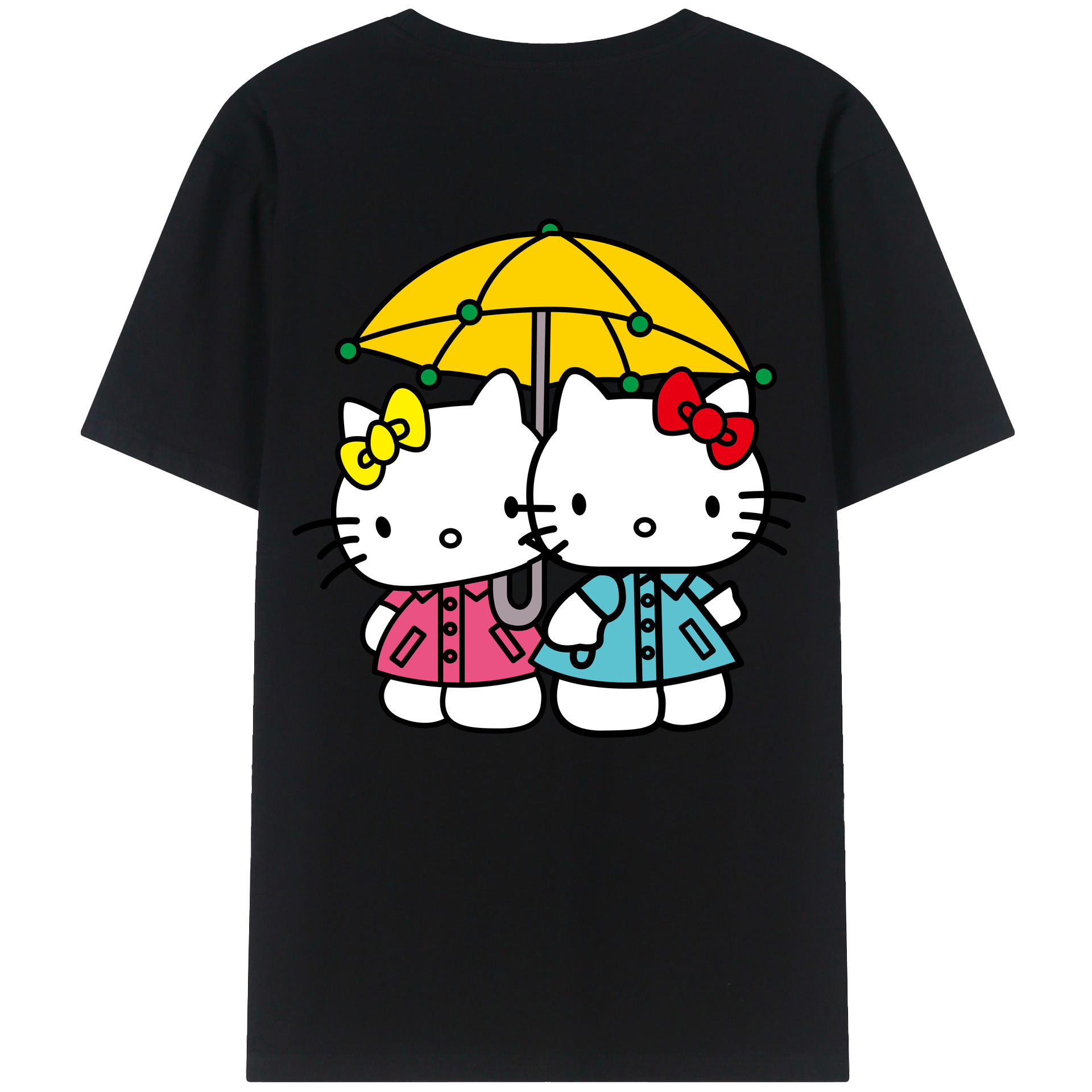 （画像用） Hello Kitty ハローキティ 綿100％ メンズ半袖Tシャツ（バックプリント） 通気性