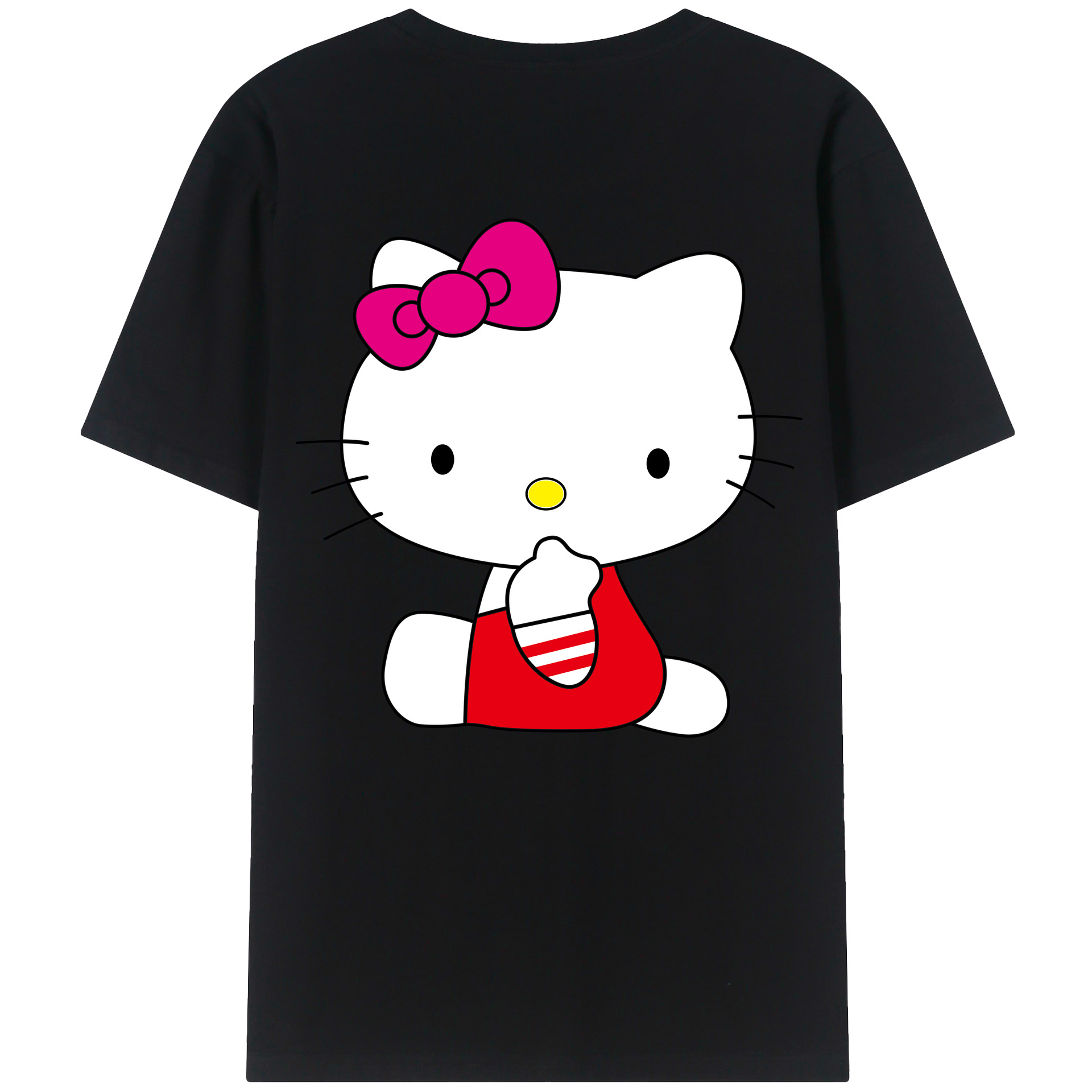 （画像用） Hello Kitty ハローキティ 綿100％ メンズ半袖Tシャツ（バックプリント） 通気性