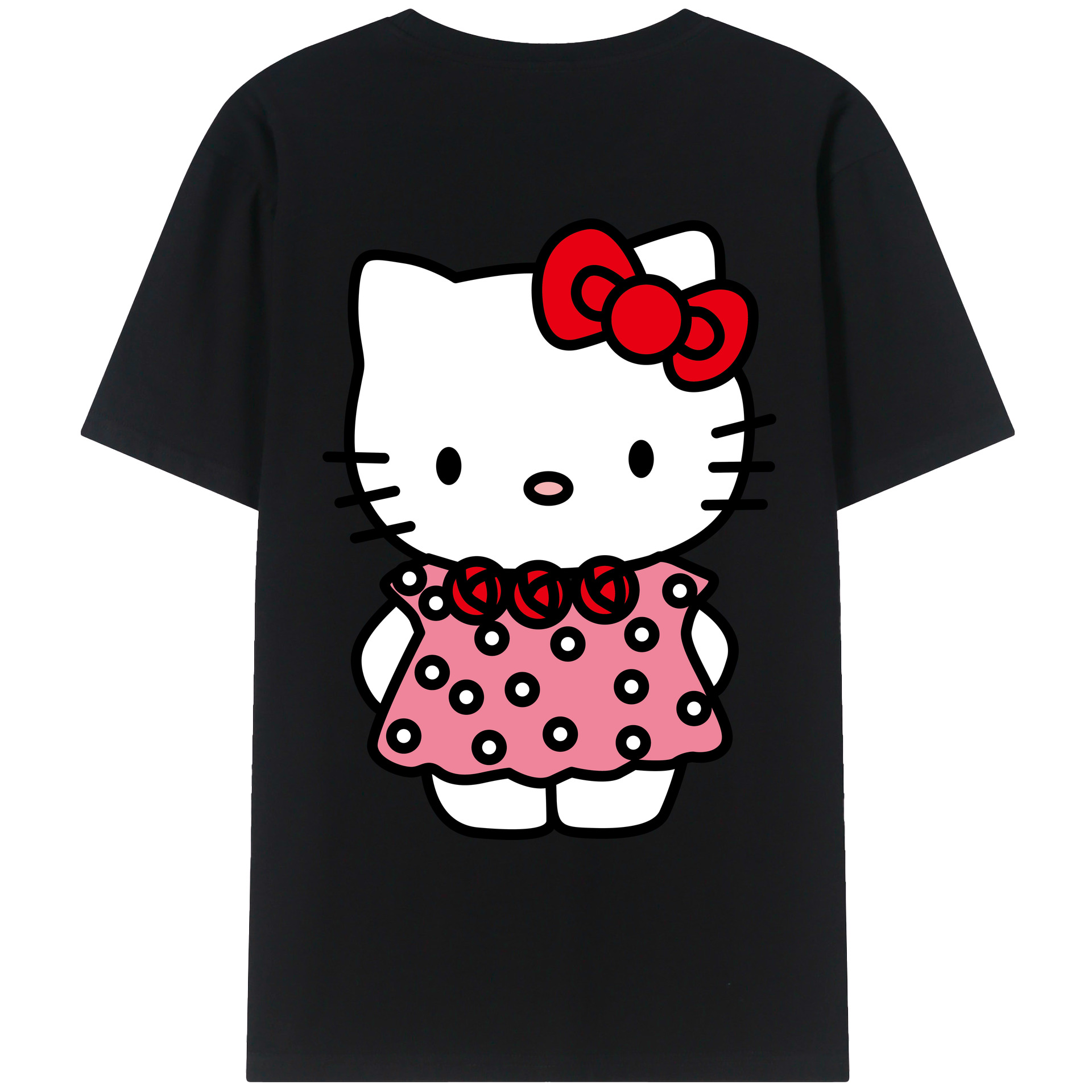 （画像用） Hello Kitty ハローキティ 綿100％ メンズ半袖Tシャツ（バックプリント） 通気性