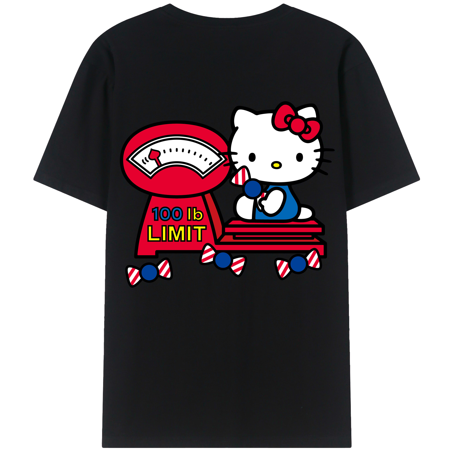 （画像用） Hello Kitty ハローキティ 綿100％ メンズ半袖Tシャツ（バックプリント） 通気性