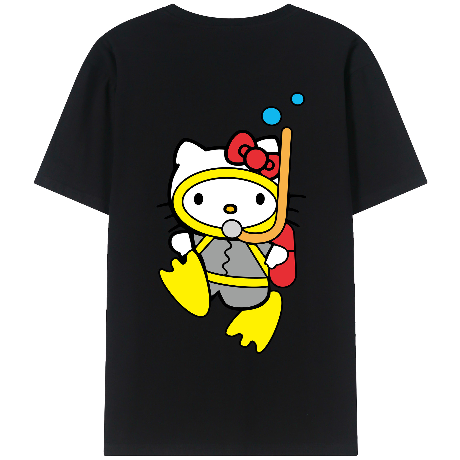 （画像用） Hello Kitty ハローキティ 綿100％ メンズ半袖Tシャツ（バックプリント） 通気性