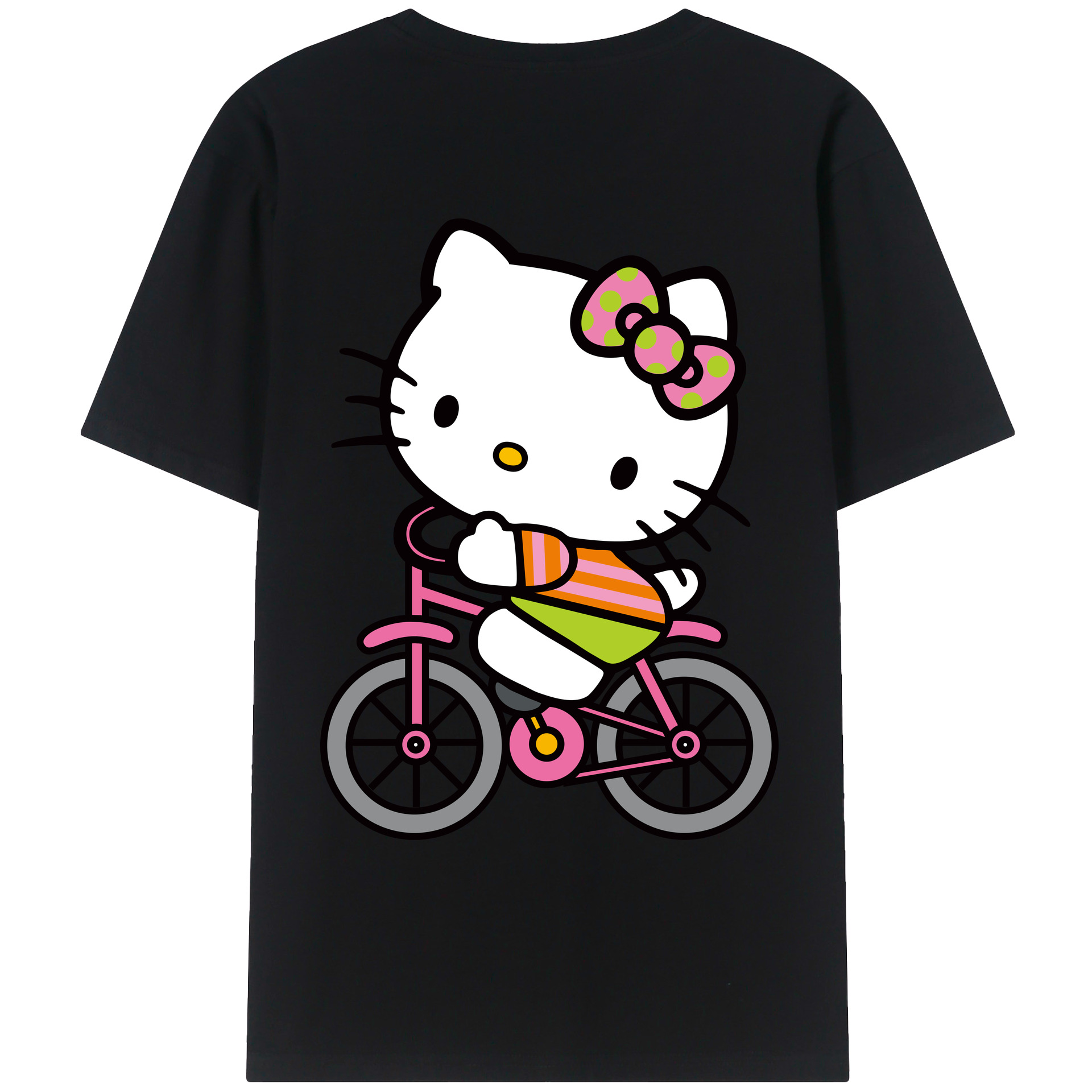 （画像用） Hello Kitty ハローキティ 綿100％ メンズ半袖Tシャツ（バックプリント） 通気性