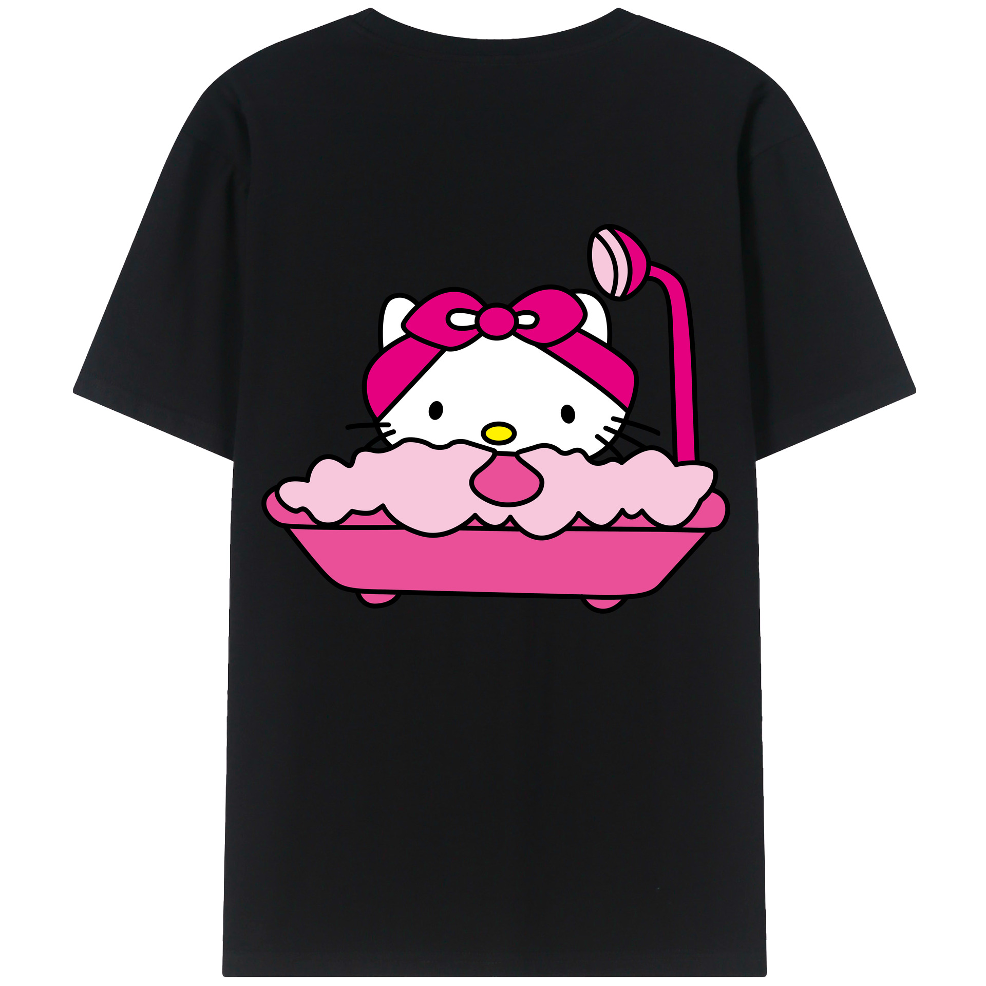 （画像用） Hello Kitty ハローキティ 綿100％ メンズ半袖Tシャツ（バックプリント） 通気性