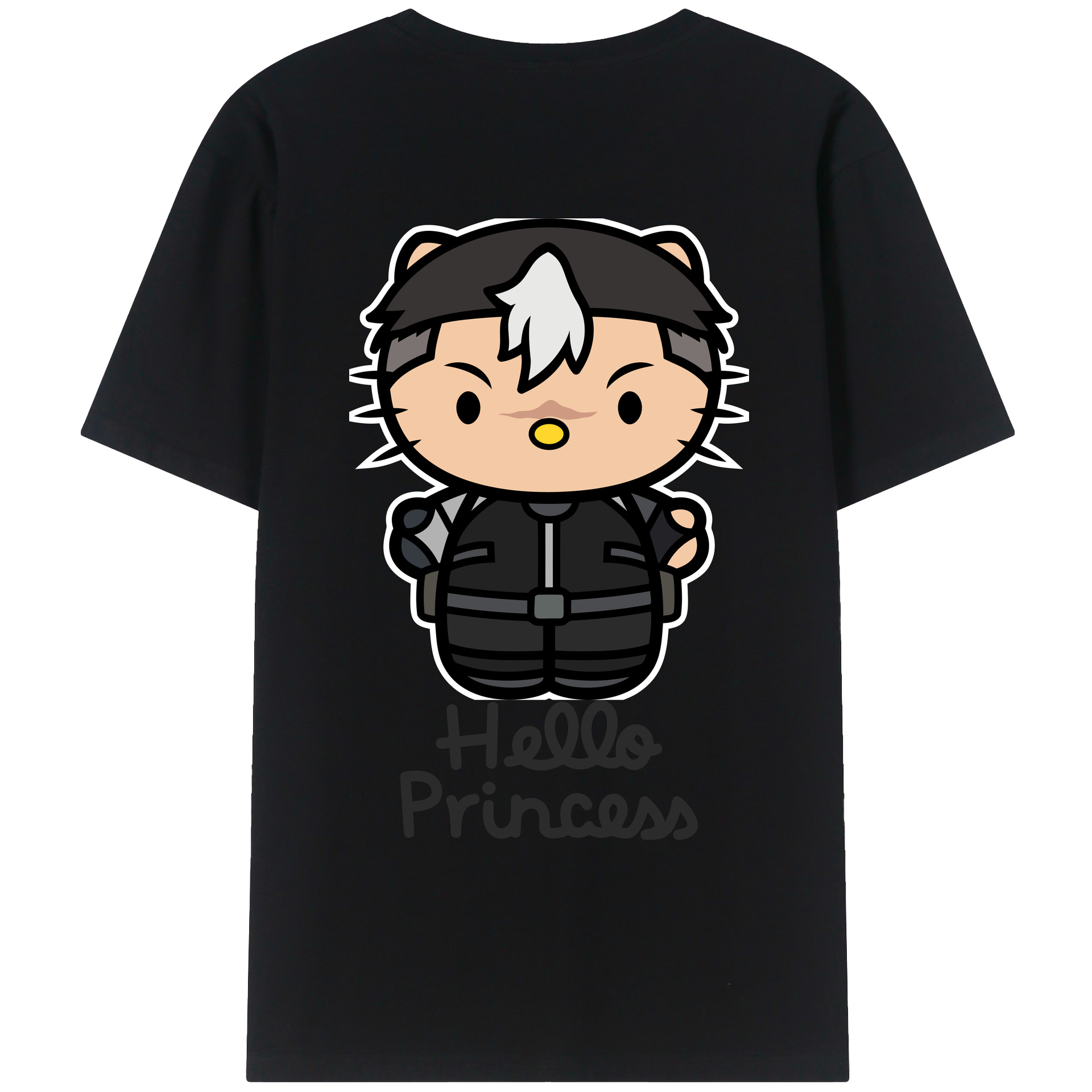 （画像用） Hello Kitty ハローキティ 綿100％ メンズ半袖Tシャツ（バックプリント） 通気性